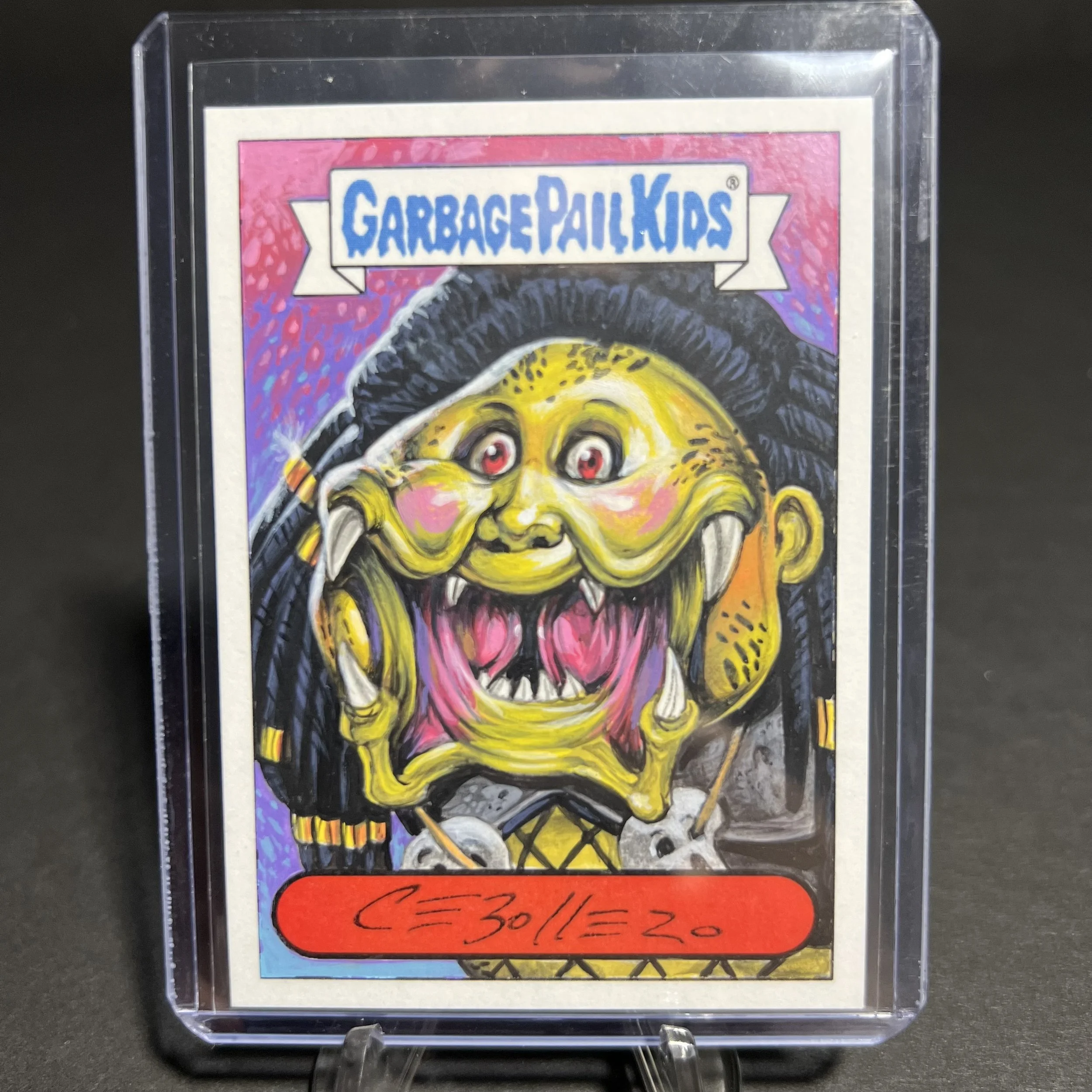 PREDATOR GARBAGE PAIL KIDS PREDA TORY SKETCH CARD BY JOHN CEBOLLERO