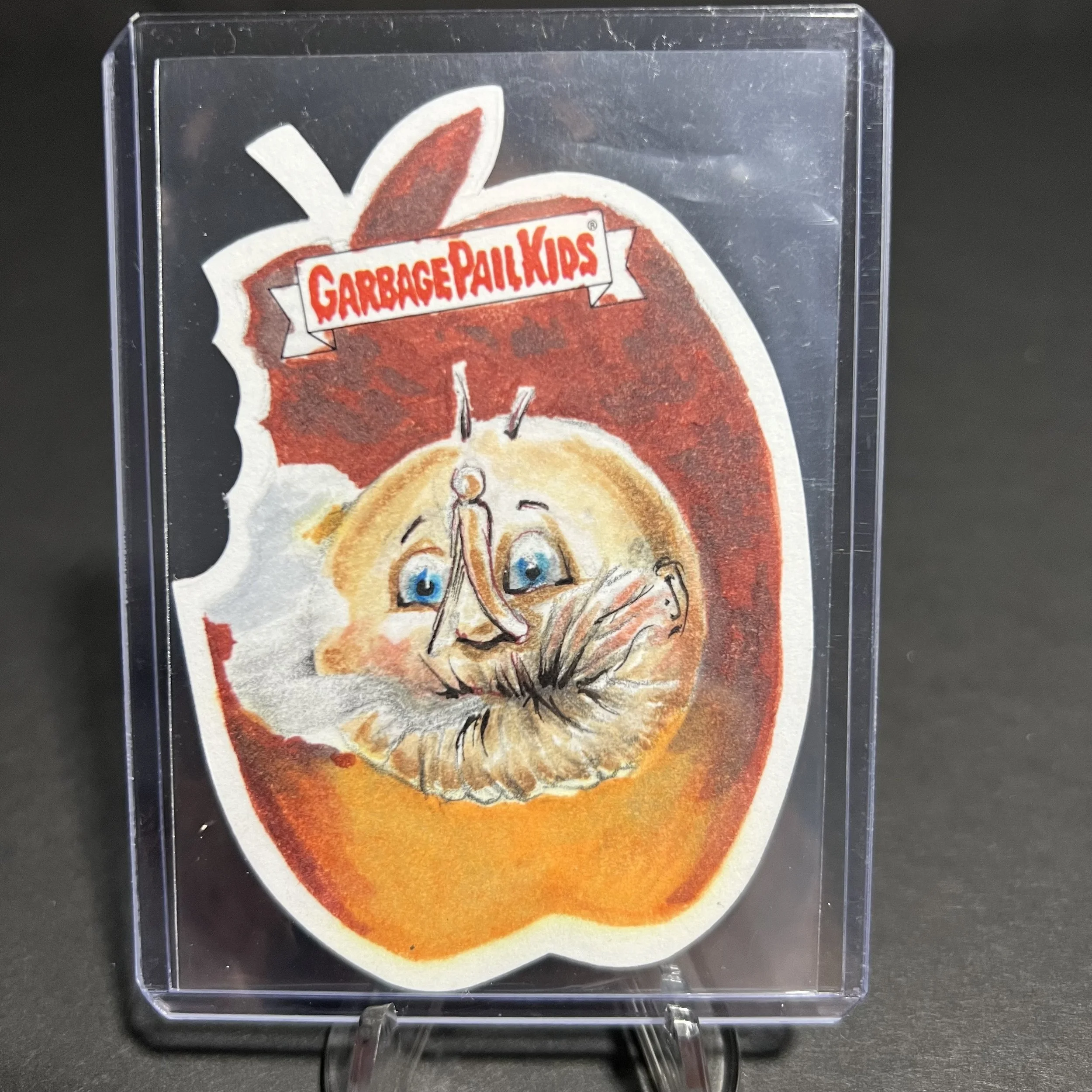 FOUL PHIL APPLE DIE CUT SKETCH CARD BY JOHN BREWER LATE TO SCHOOL