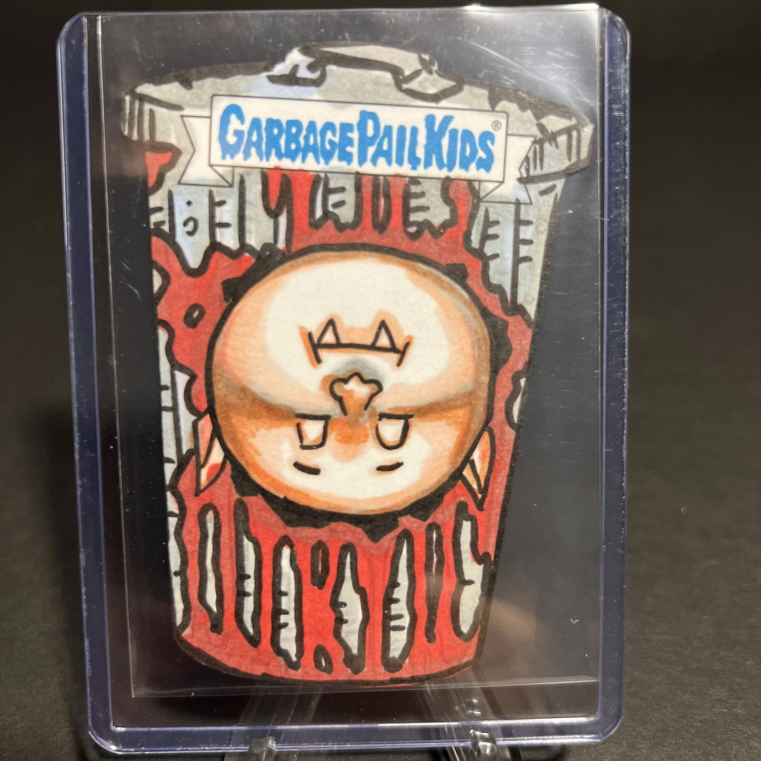 BATTY BARNEY TRASH CAN SKETCH CARD Victor Moreno GO ON VACATION