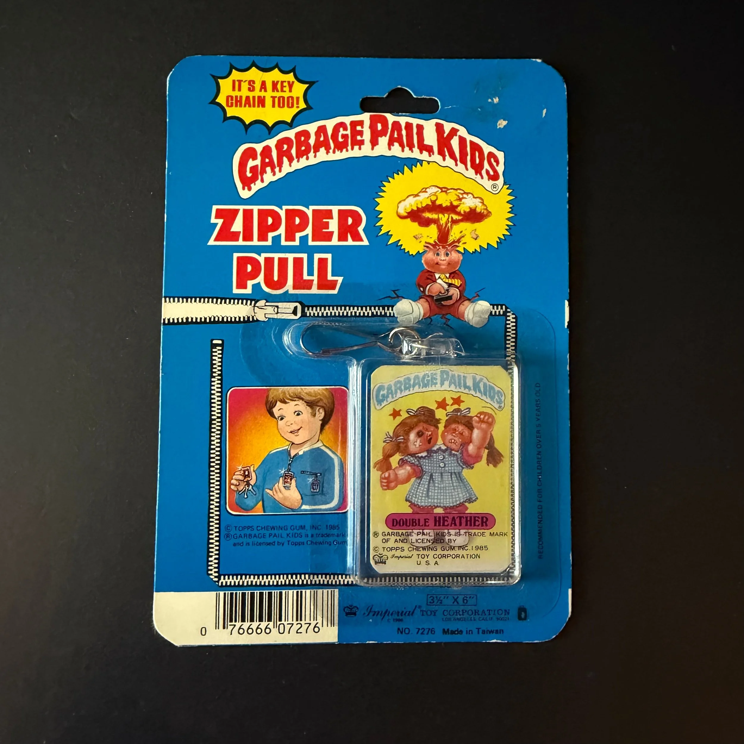 GARBAGE PAIL KIDS ZIPPER PULL-DOUBLE HEATHER Imperial Toy 1986