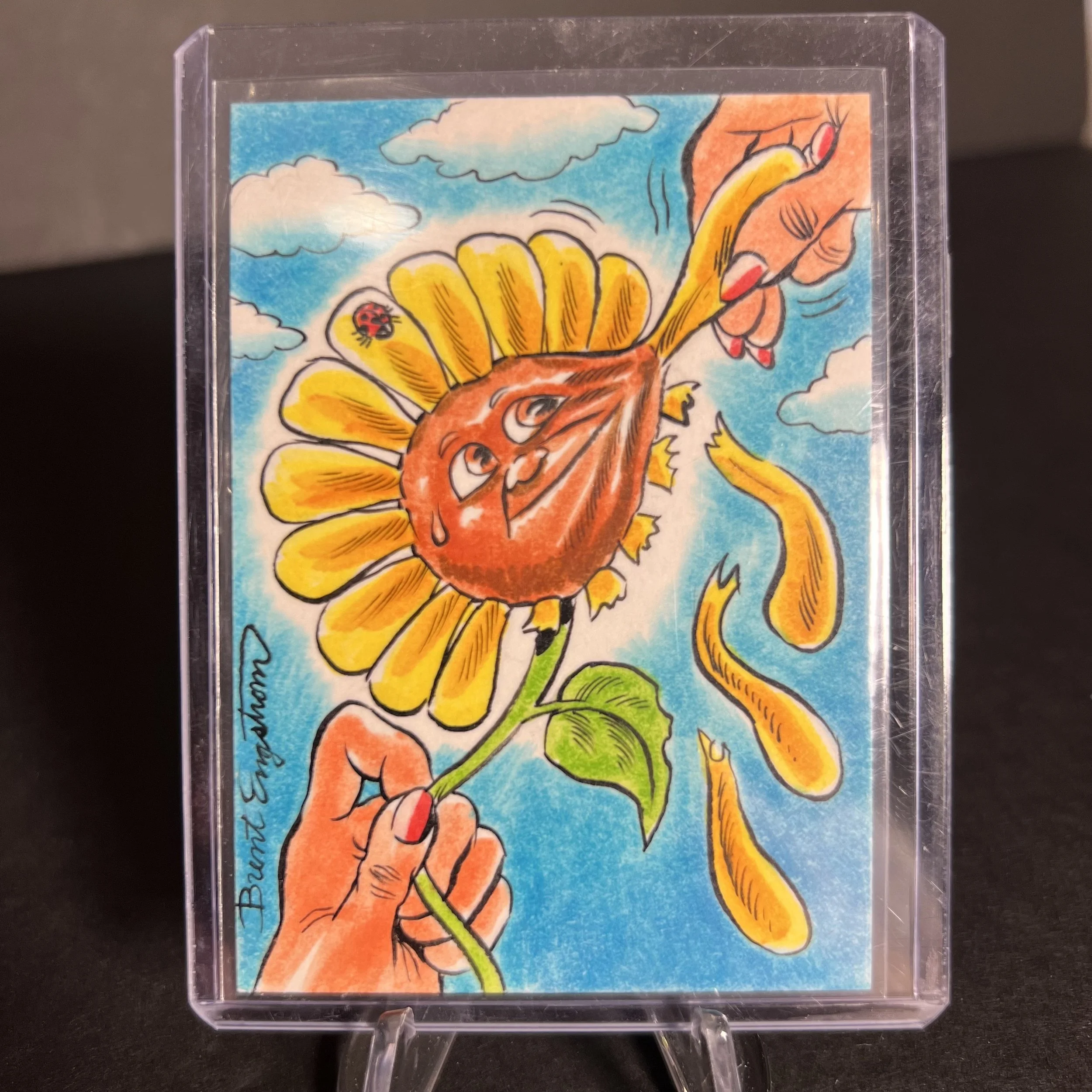 GARBAGE PAIL KIDS PLUCKED DAISY ARTIST SKETCH CARD BRENT ENGSTROM ART