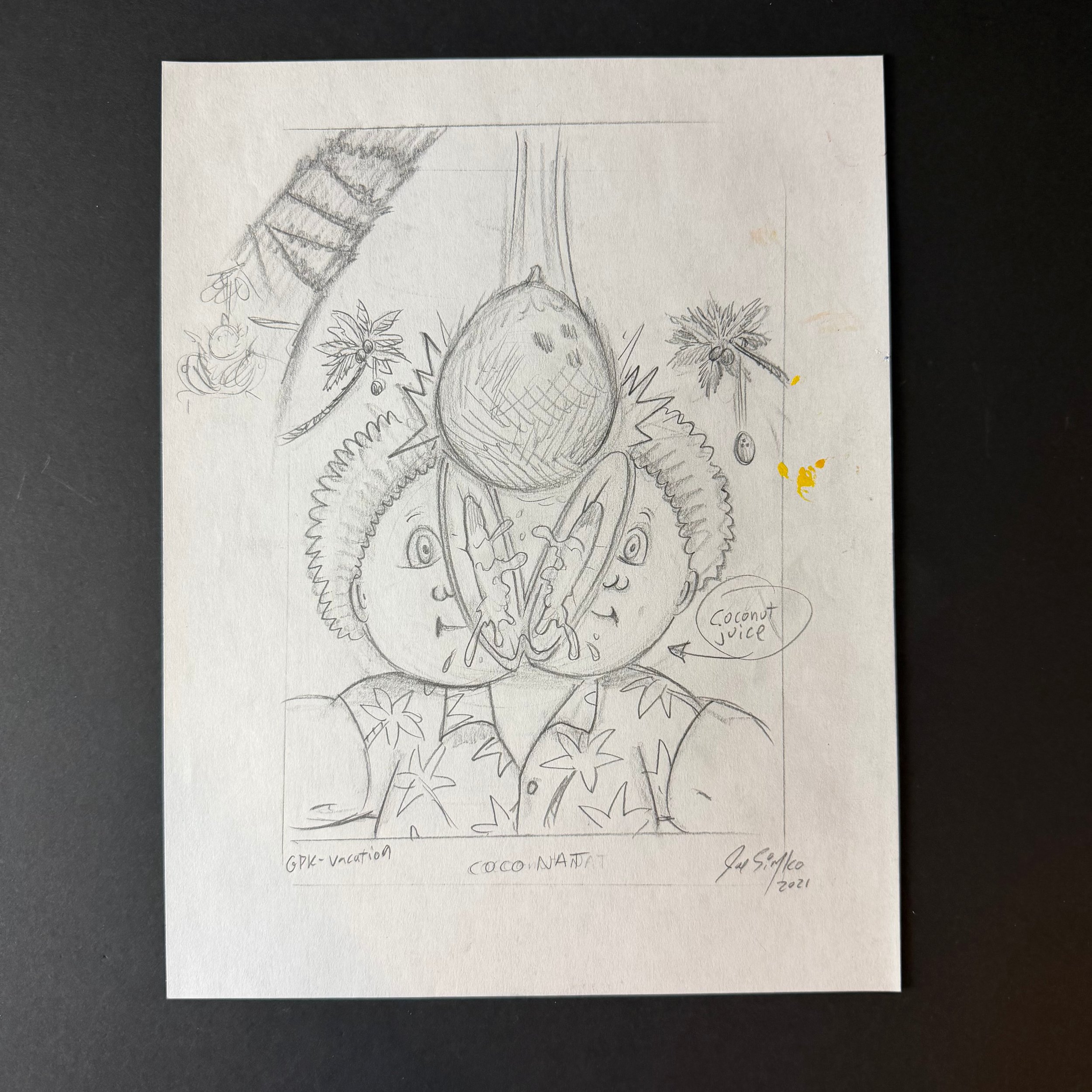 GARBAGE PAIL KIDS  COCO NAT PENCIL SKETCH ART GO ON VACATION JOE SIMKO