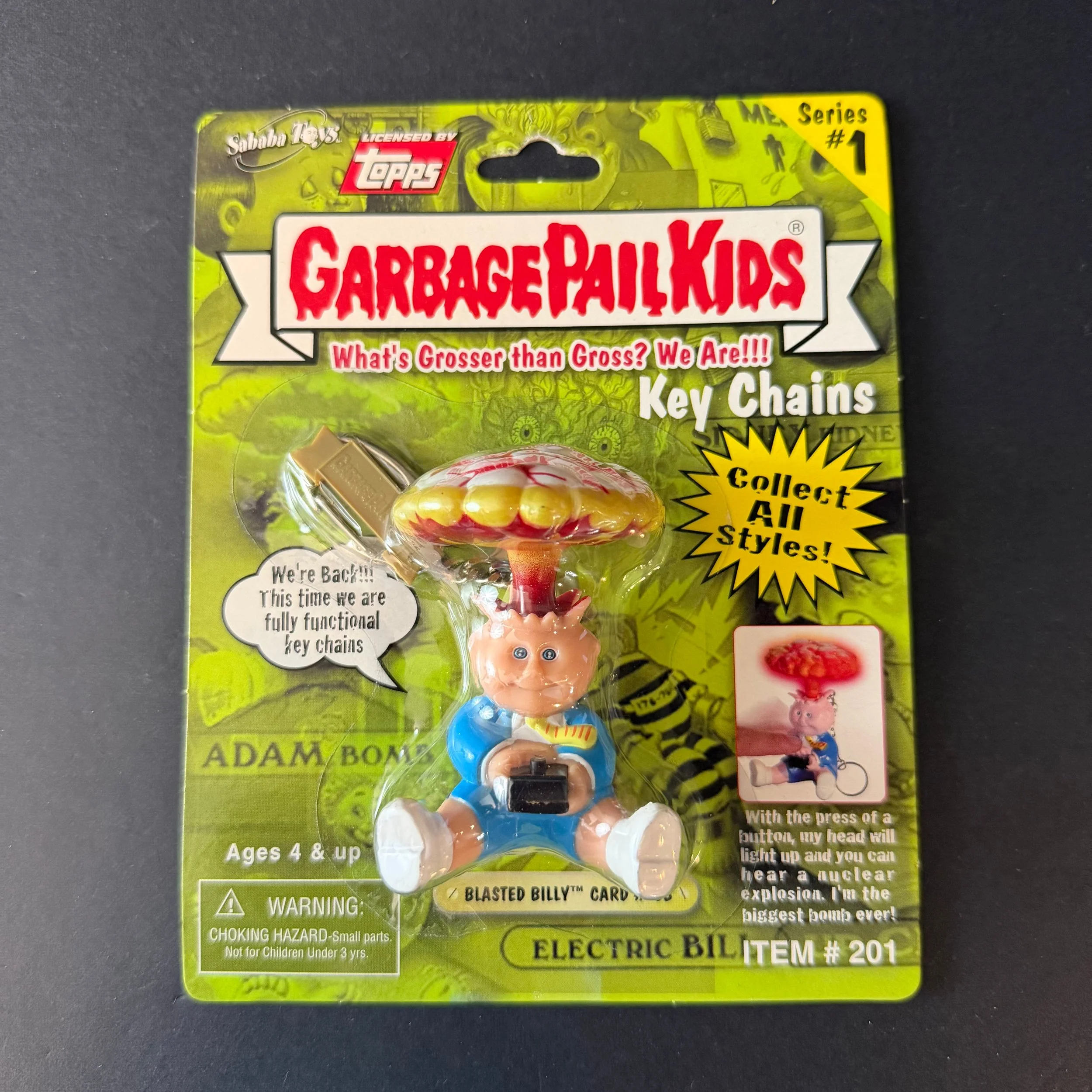 Garbage Pail Kids 2001 What's Grosser Than Gross Keychain Blasted Billy