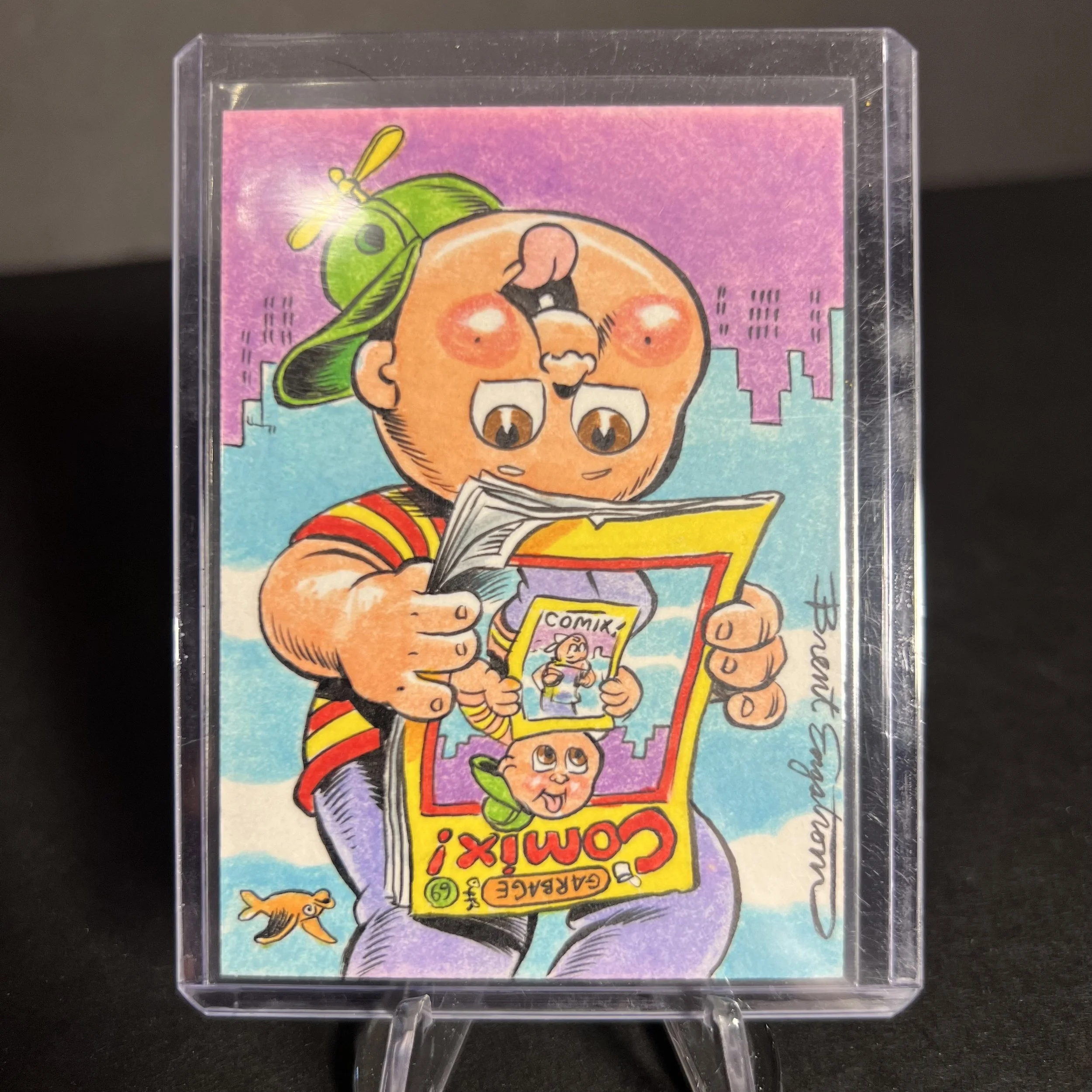 GARBAGE PAIL KIDS UPSIDE-DOWN DONALD ARTIST SKETCH CARD BRENT ENGSTROM ART