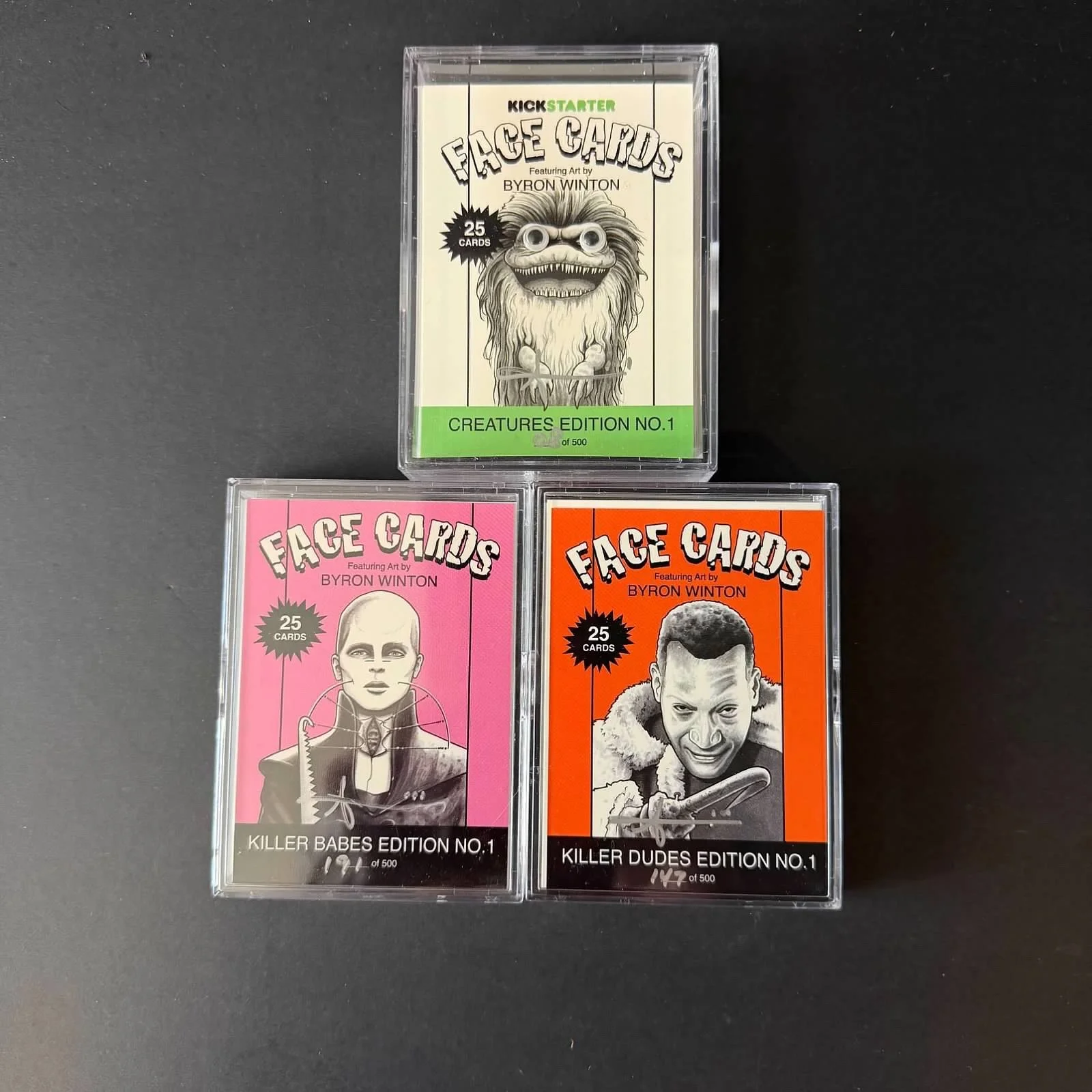 FACE CARDS Byron Winton Art Card Lot of 3 Creatures Killer Dudes Babes