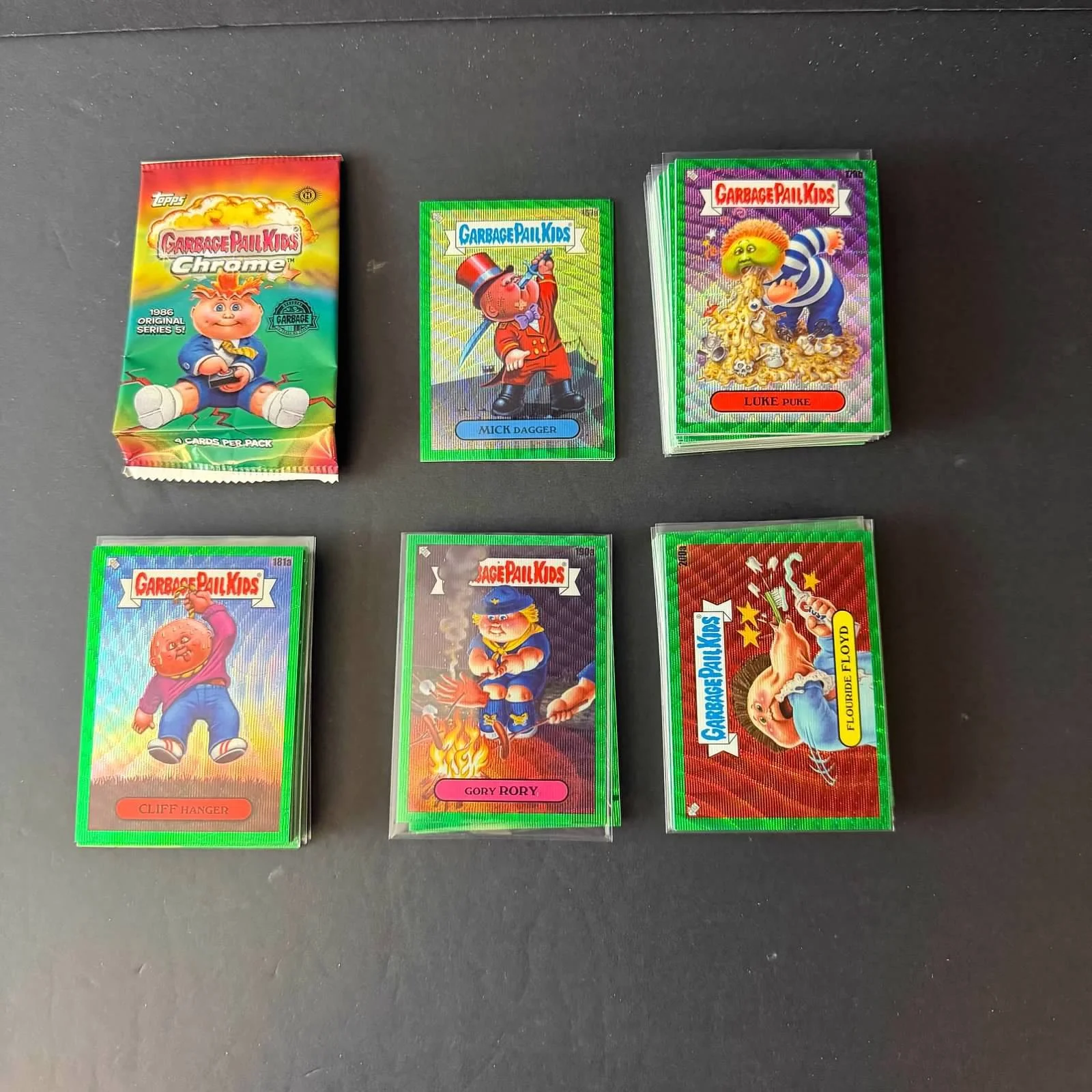 Chrome 5 Green Wave Refractor Cards - Lot of 65