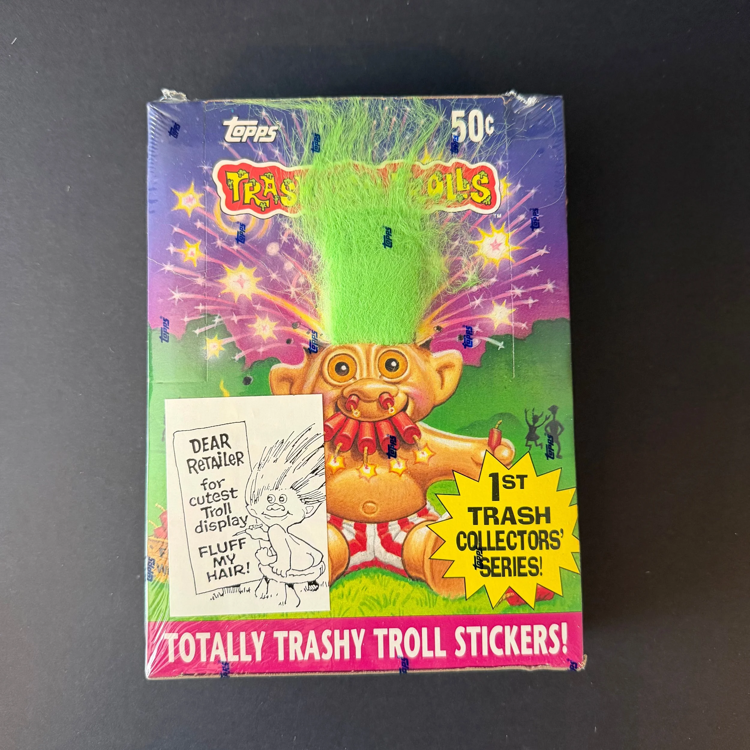 Totally Trashy Troll Stickers 1st Series Collector Box 1992 SEALED 36 PKS GREEN HAIR