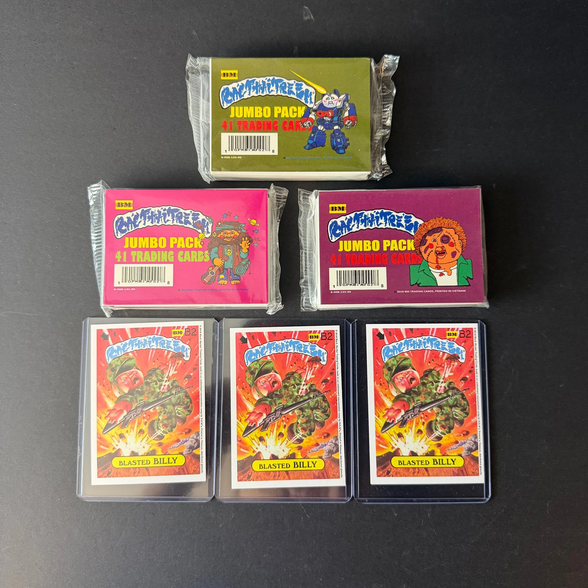 GARBAGE PAIL KIDS 2018 BLACK MARKET VIETNAMESE JUMBO PACK SET LOT OF 3
