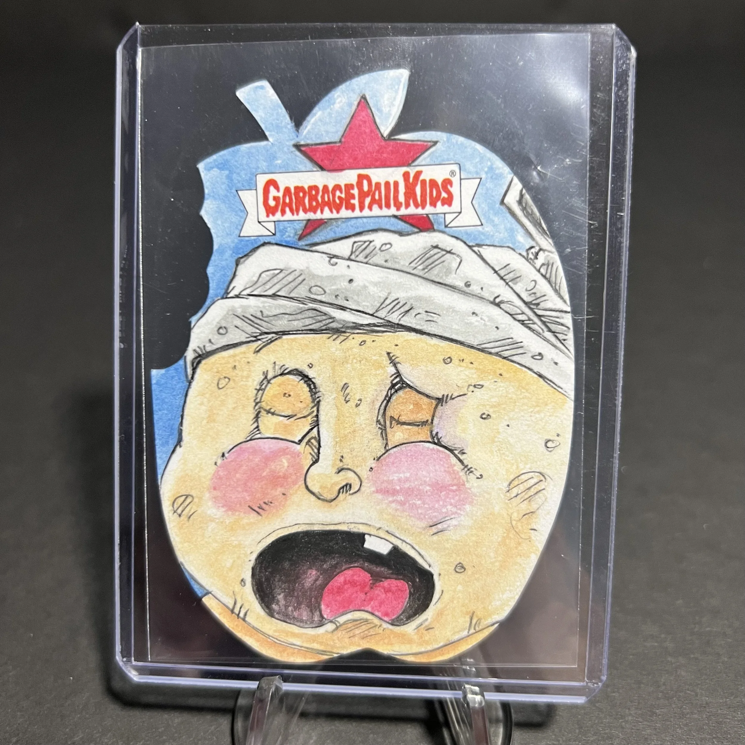 AILIN AL APPLE DIE CUT SKETCH CARD BY CLINTON YEAGER LATE TO SCHOOL