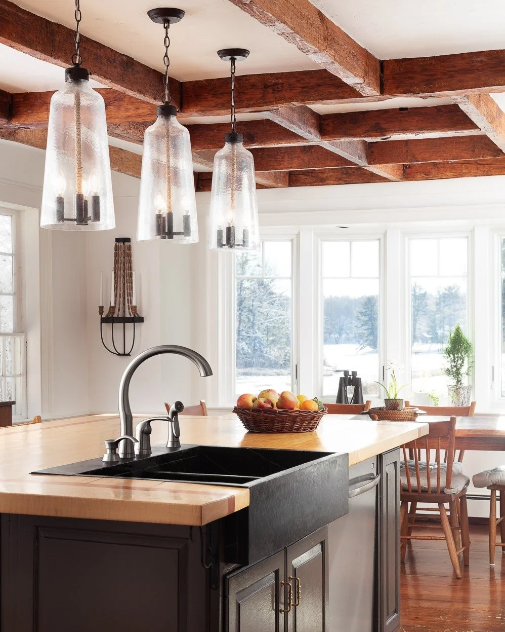 Honest materials. Natural light. Spaces that tell their story through texture and restraint.

From hand-hewn beams to morning light across a farmhouse sink &mdash; New England architecture continues to inspire.

#ArchitecturalPhotography #InteriorsPh