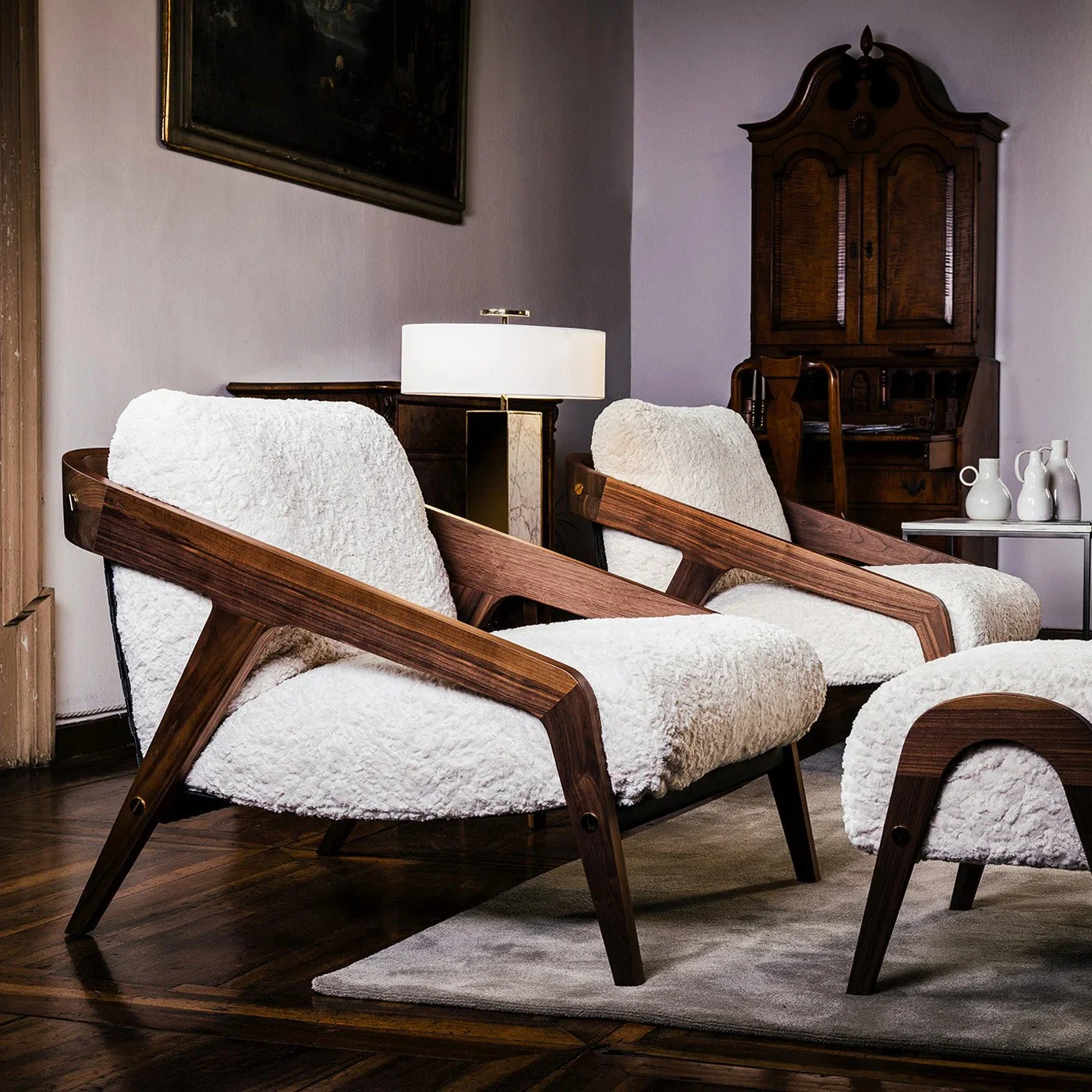 Frise Set of White Armchair and Ottoman - 4.jpg