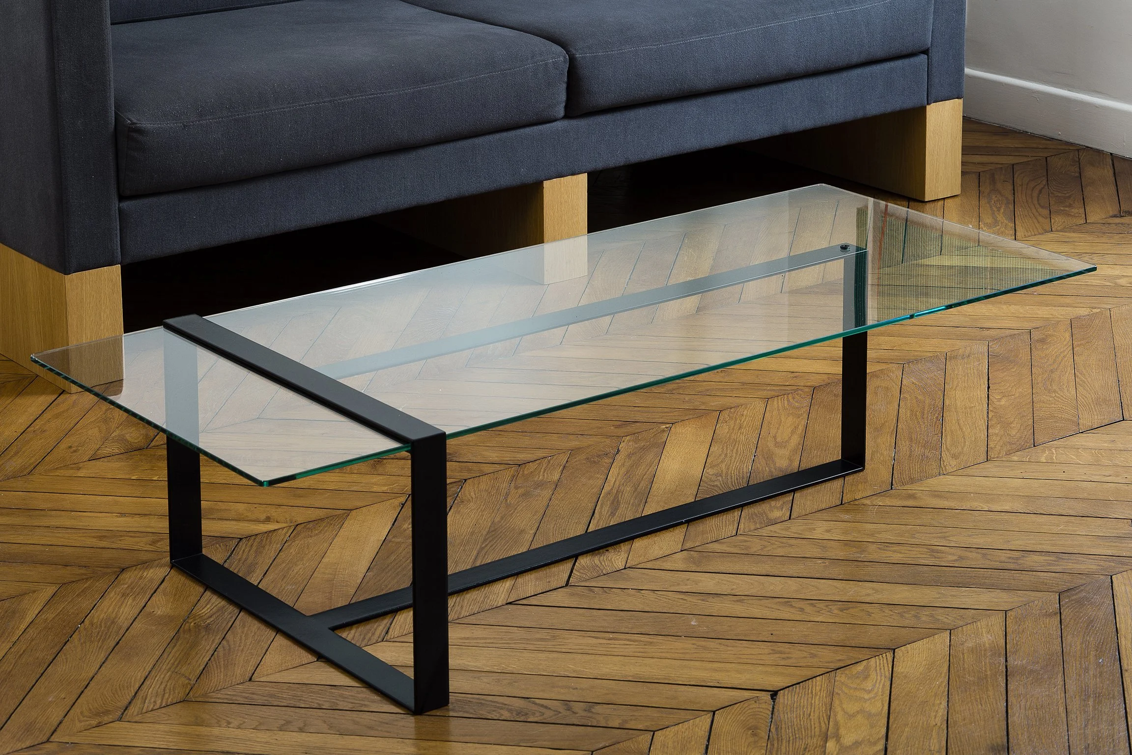  SEVERIN designer glass and metal coffee table - 3.jpg
