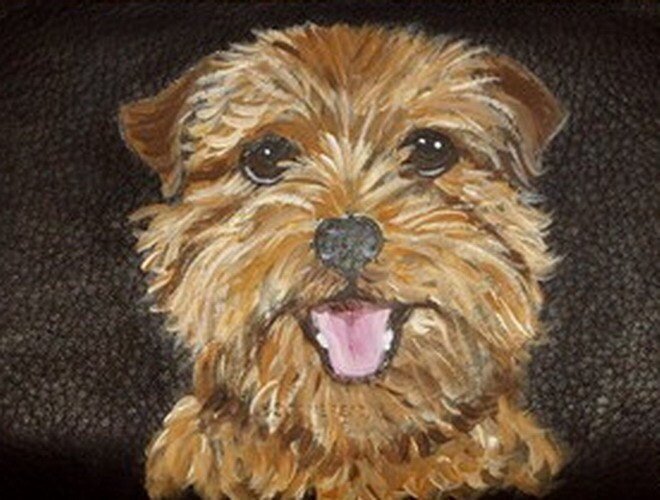 Norfolk Terrier Dog Leather Wallet for Men Bifold Trifold Custom hand Painted