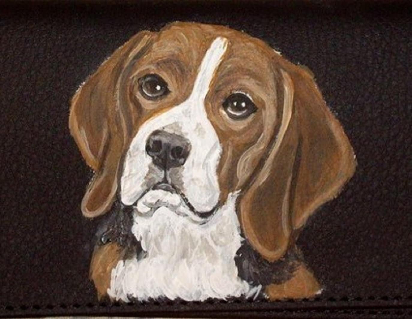 Beagle Dog Portrait Wallet for Men Custom Hand Painted Leather