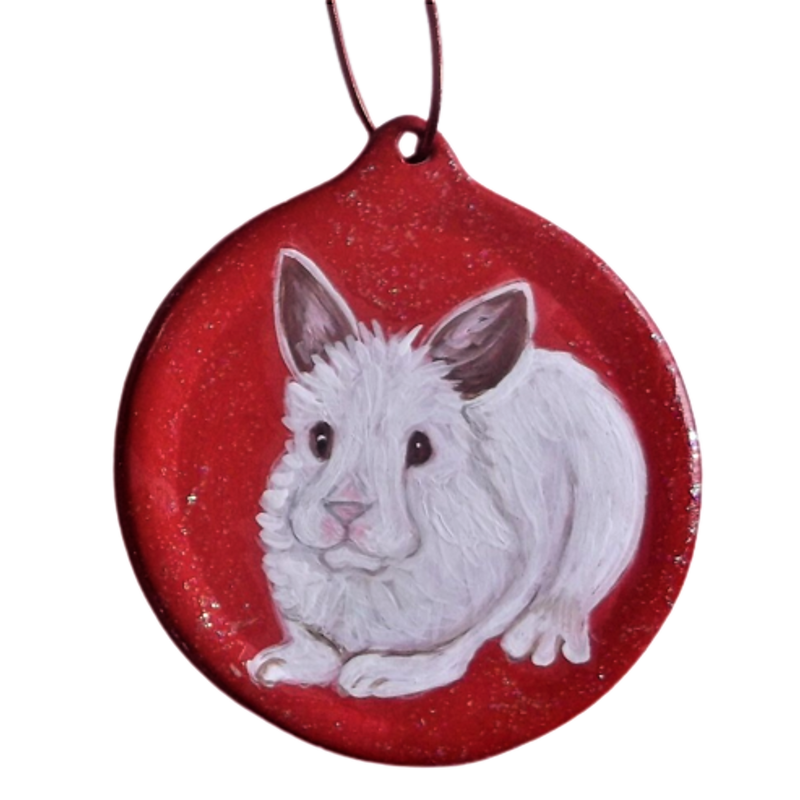 White Bunny Christmas ornament custom