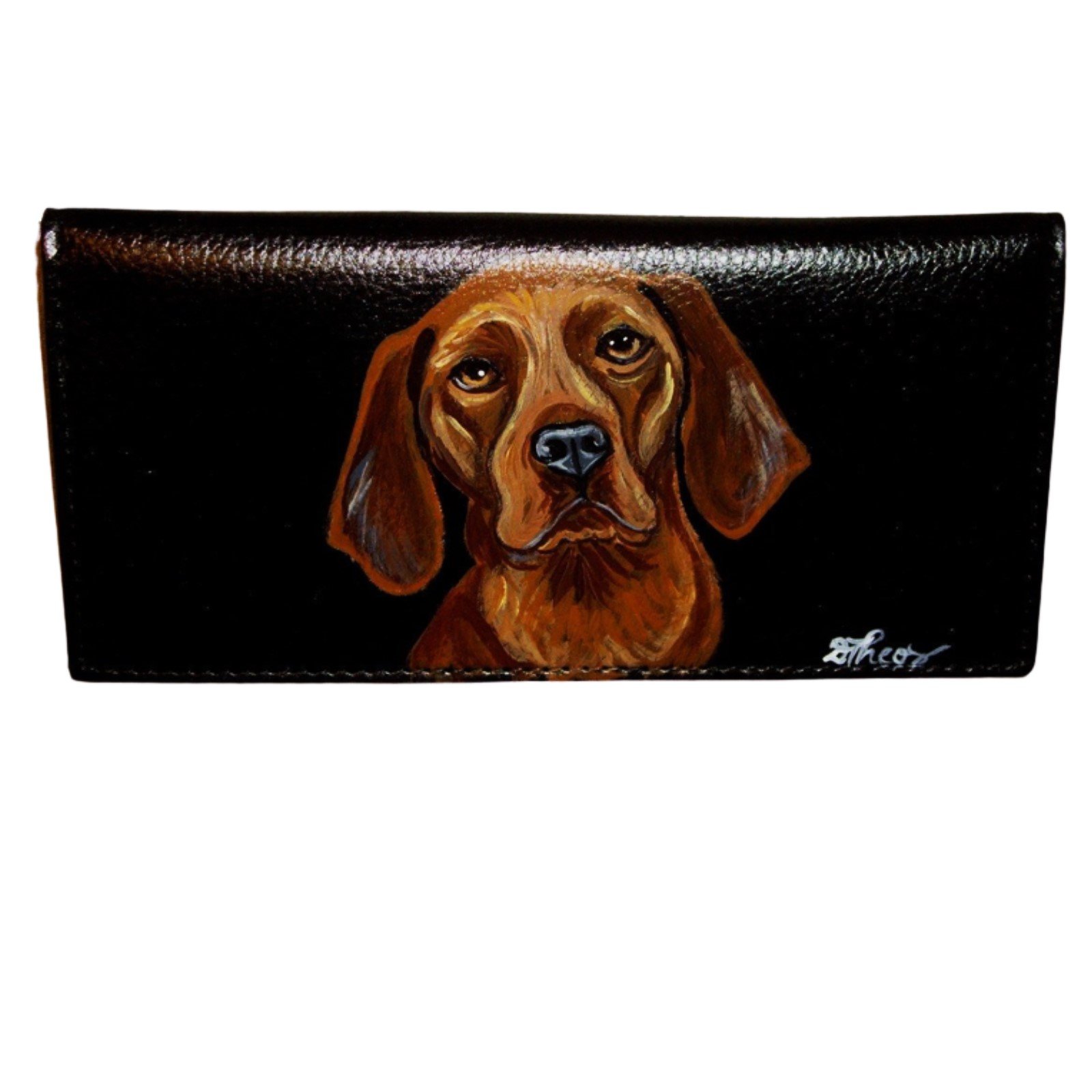 Redbone Coonhound Dog Checkbook Cover Hand Painted