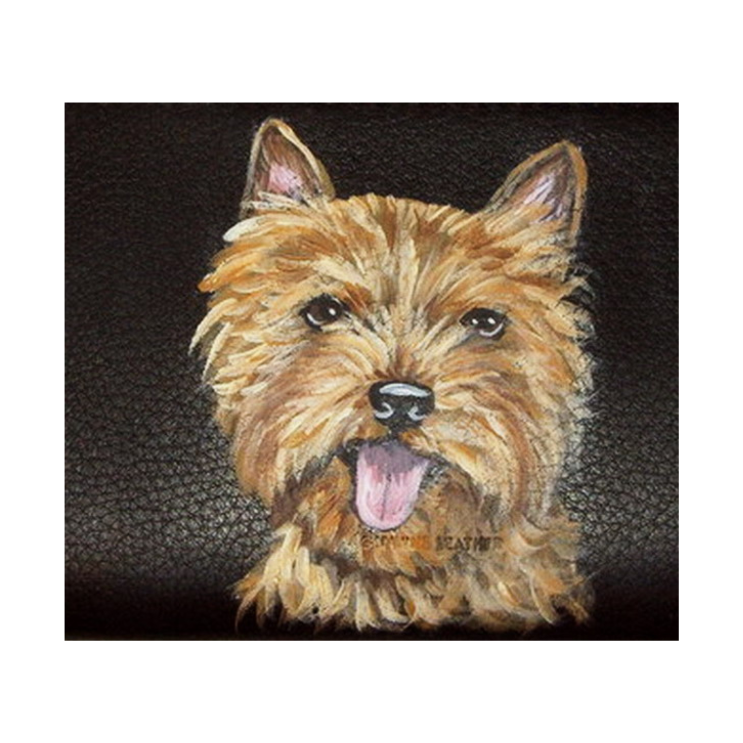 Norwich terrier dog black bifold wallet for men hand painted
