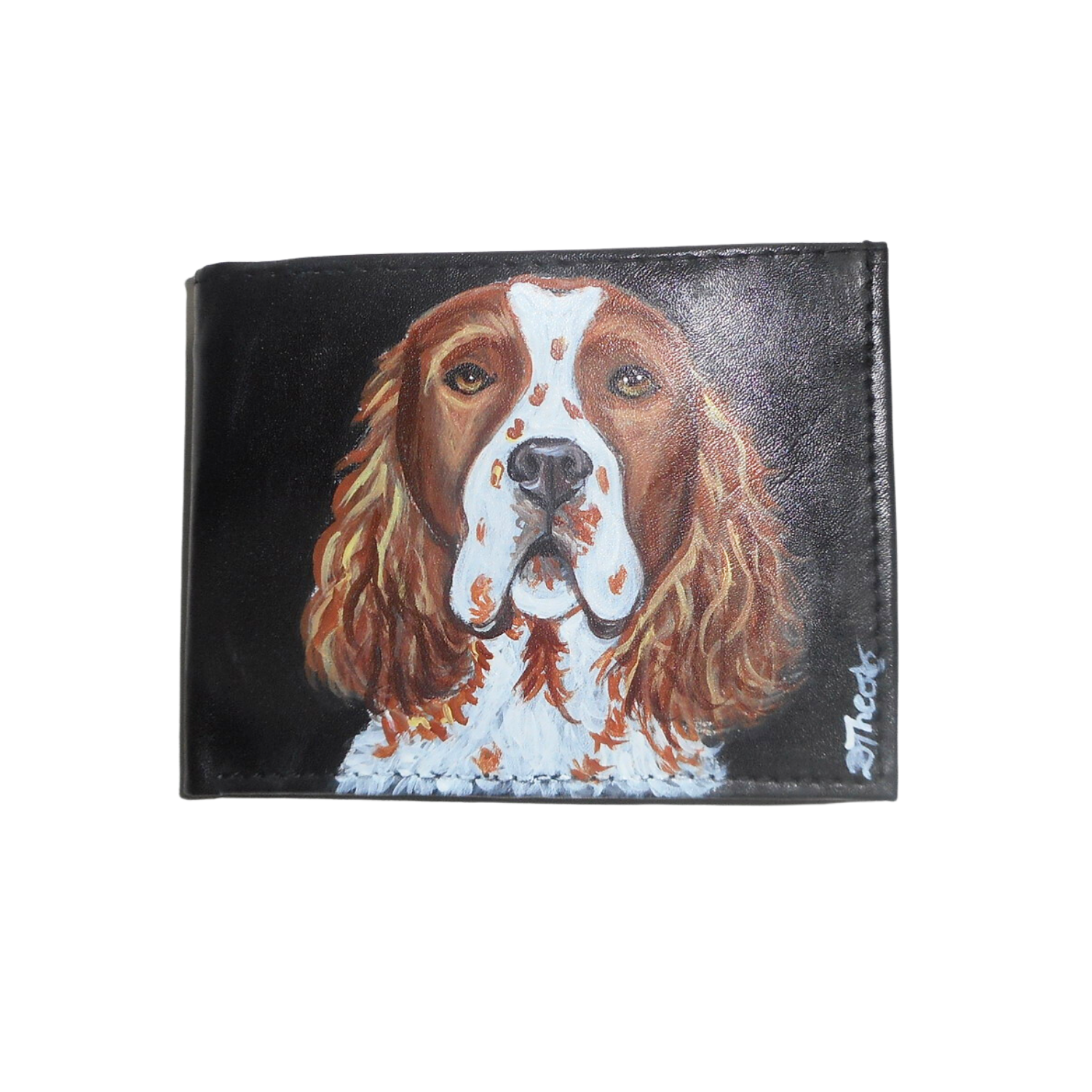 red and white setter dog wallet for men