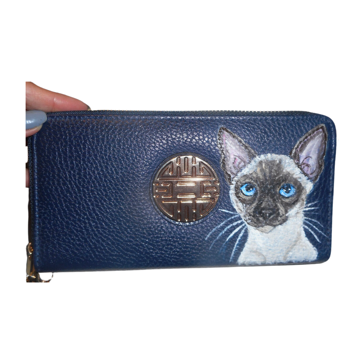Siamese cat painted wallet for women