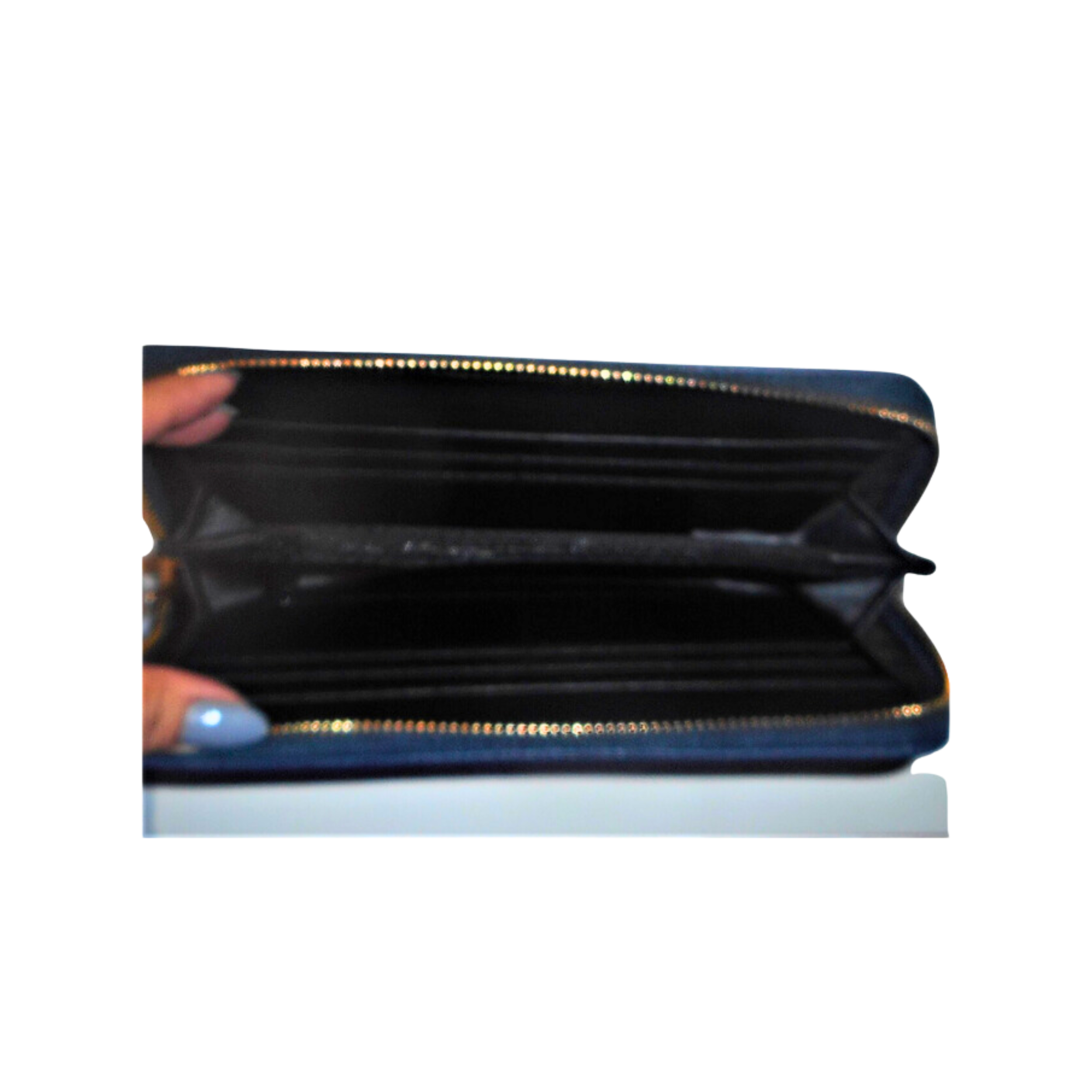 blue faux leather wallet for women inside