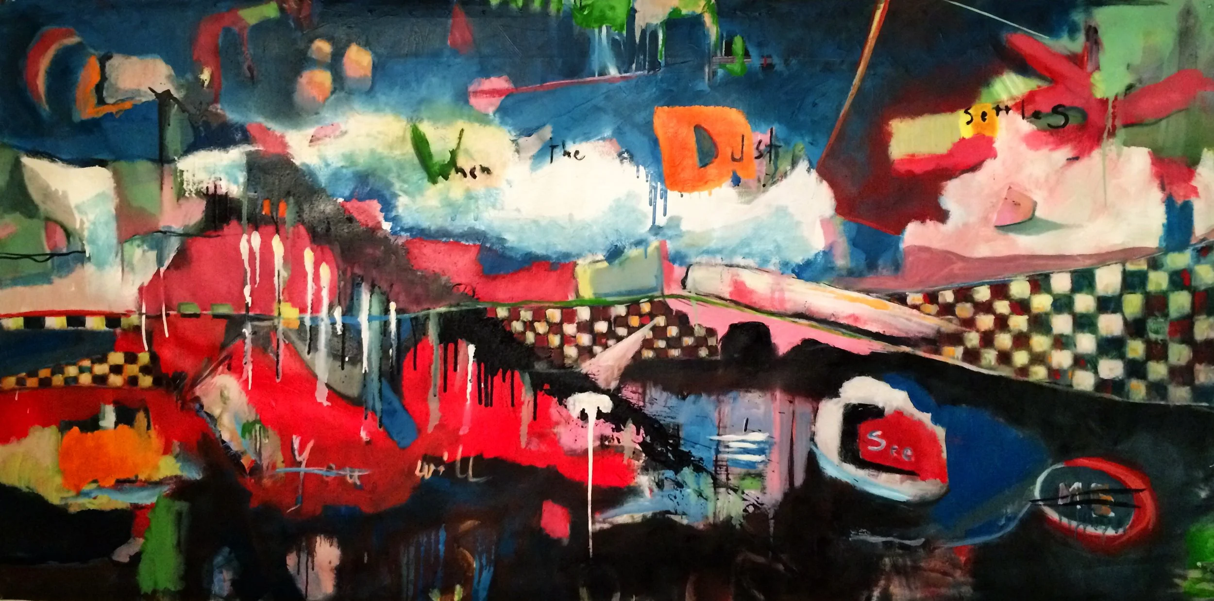 When the Dust Settles 
Oil on canvas , 51"x 115".  Sold