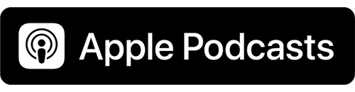 Apple Podcasts logo with white icon and text on a black background