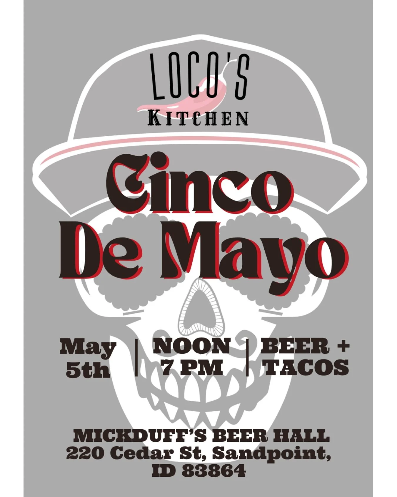 🌮🎉 CInCo De MaYo iS aRoUnD tHe CoRnEr! 🎉🌮

🎶 Ready to fiesta, Locos Kitchen style? 🎶

We&rsquo;re bringing the flavor to MickDuff&rsquo;s Beer Hall this Cinco de Mayo! 🇲🇽🍻 Join us for an unforgettable celebration filled with tacos, burritos,