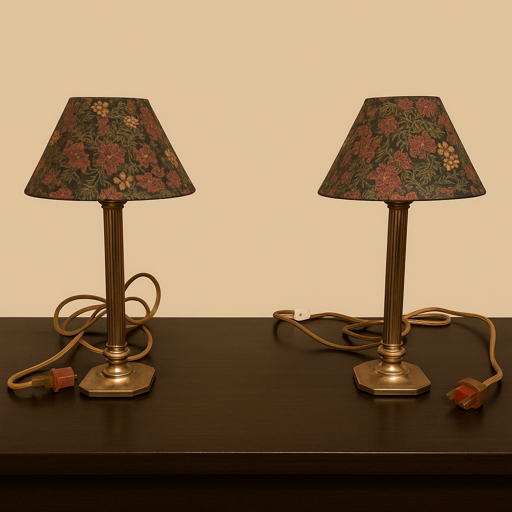 1990 Floral Brass Table Lamps