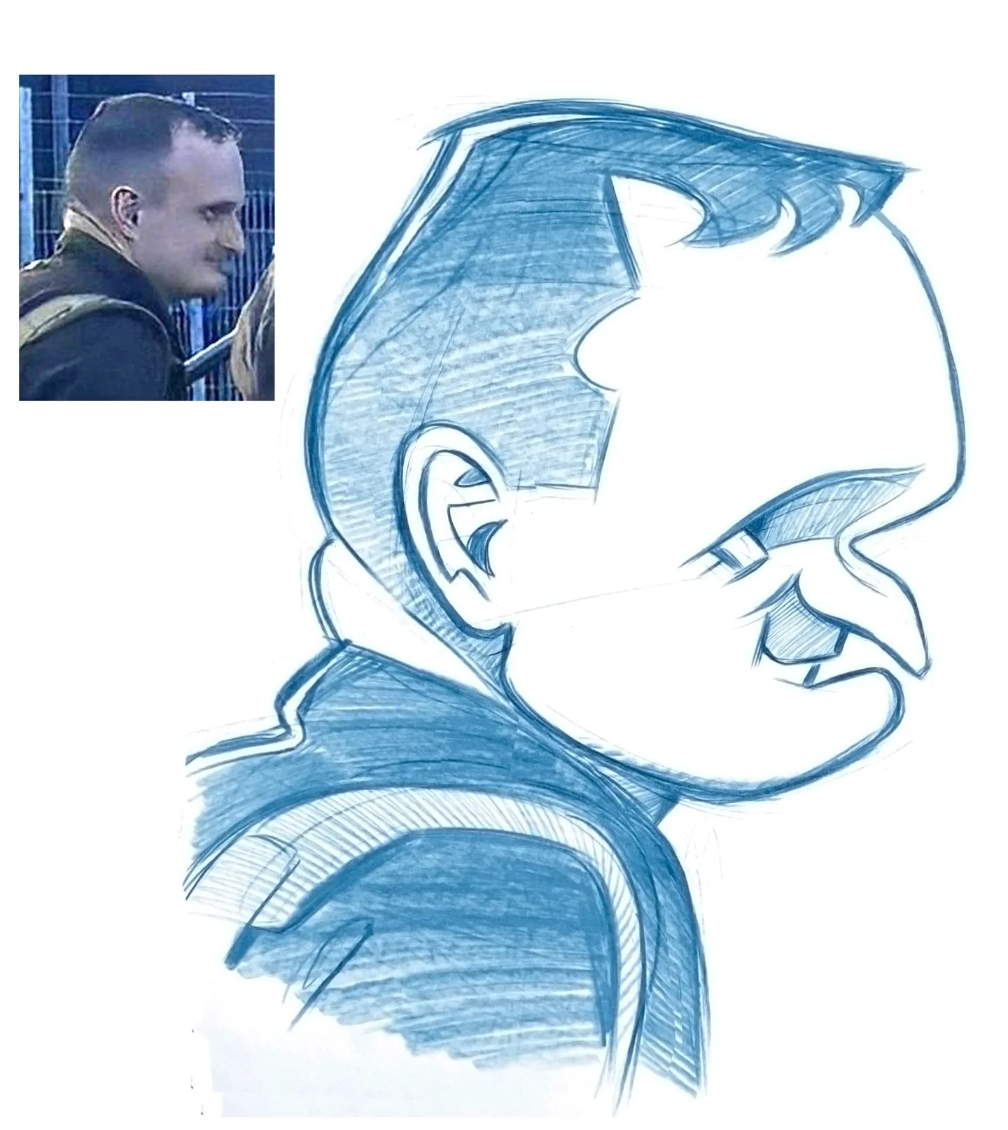 One of my caricaturist friends @cornwallcaricatures shared a shot of a very interesting-looking dude on WhatsApp recently. I couldn&rsquo;t not have a go at drawing him.

This is a prime example of not getting hung up on small details (the blurriness