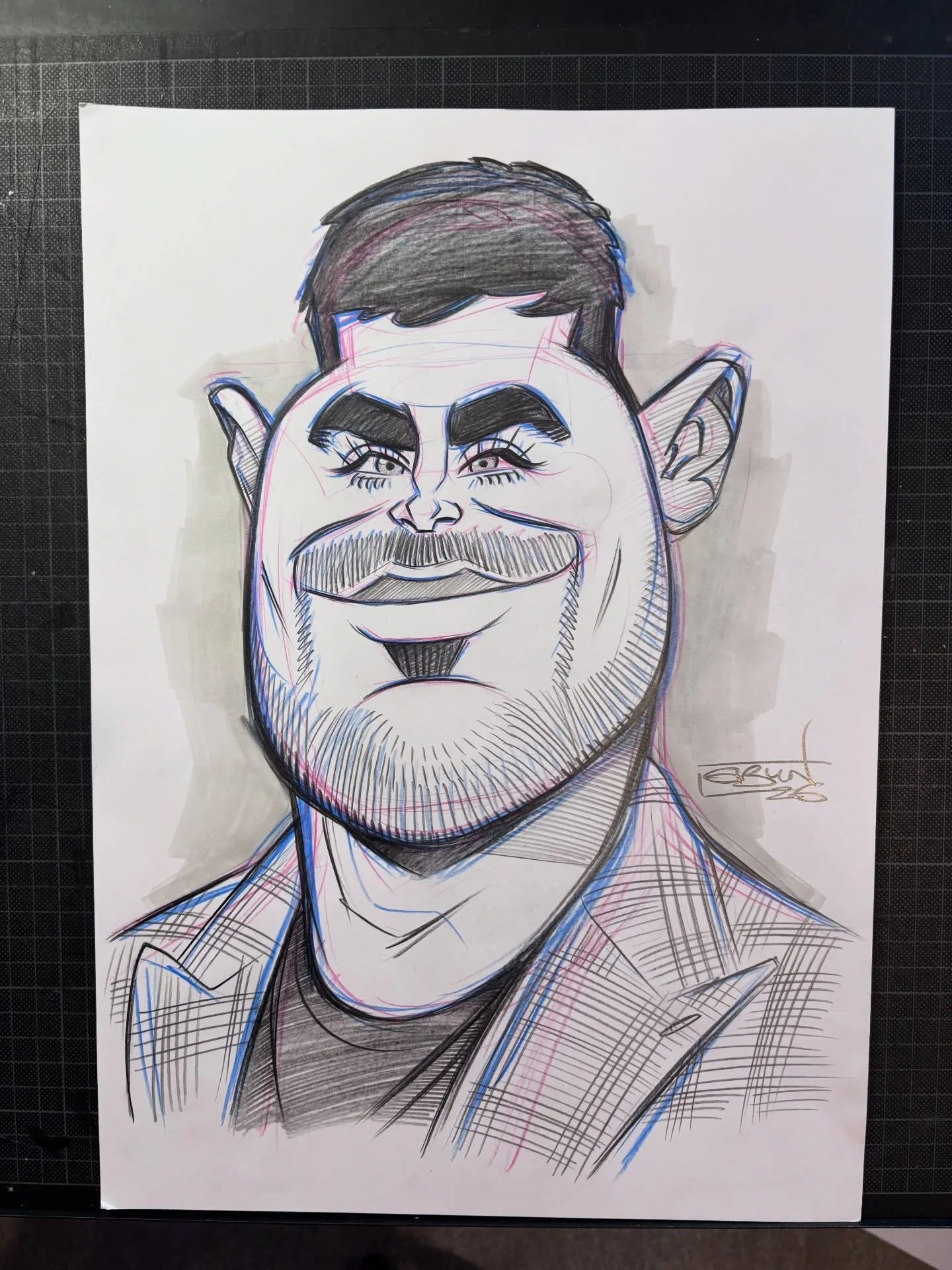 Zac Efron caricature. I intended to make the head and hair even smaller to emphasise his enormous jaw further, from the brows upwards needs to be reduced in height by about 20%. Sometimes things don&rsquo;t quite turn out as planned, it happens. 

#z