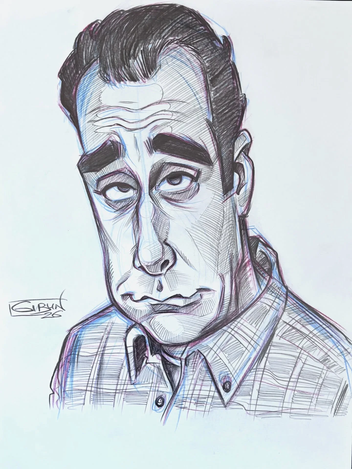 Apologies for the tumbleweed round here lately guys. Here&rsquo;s a sketch I did this morning of @bradgarrett. I&rsquo;m a big fan of Everybody Loves Raymond, and Brad is ace as Robert.

#caricature #bradgarrett #robertbarone #everybodylovesraymond