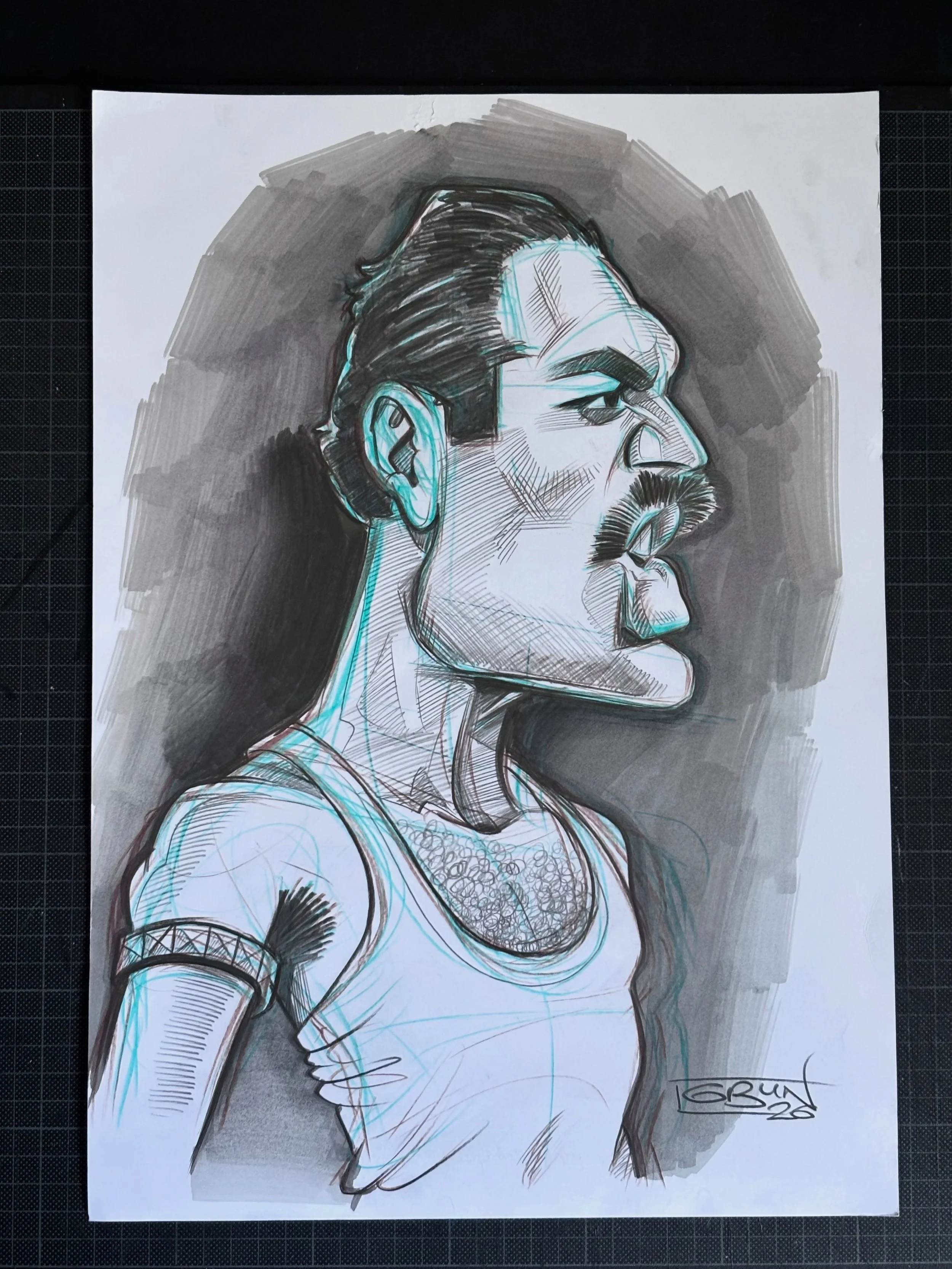 Something a little different today. I was watching a Queen at Live Aid reaction video on @staceyrpg&rsquo;s terrific YouTube page this morning, and felt inspired to do another Freddie sketch. 

Couple of things: firstly, I am not a particularly big Q