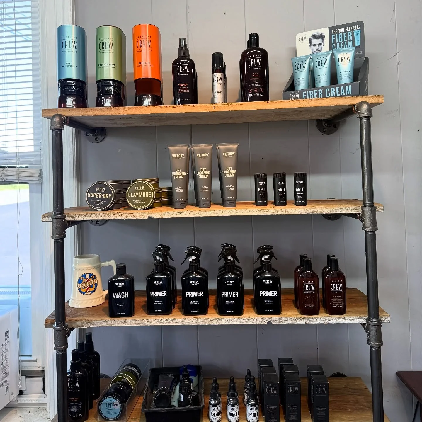Built by hand. Styled with pride.
Our new shelves&mdash;crafted by Barber Mike &amp; John Barley himself&mdash;are ready to hold what&rsquo;s next. 👀

#BarleysBarberSalon #LancasterPA #BarberMade #ShopLocal