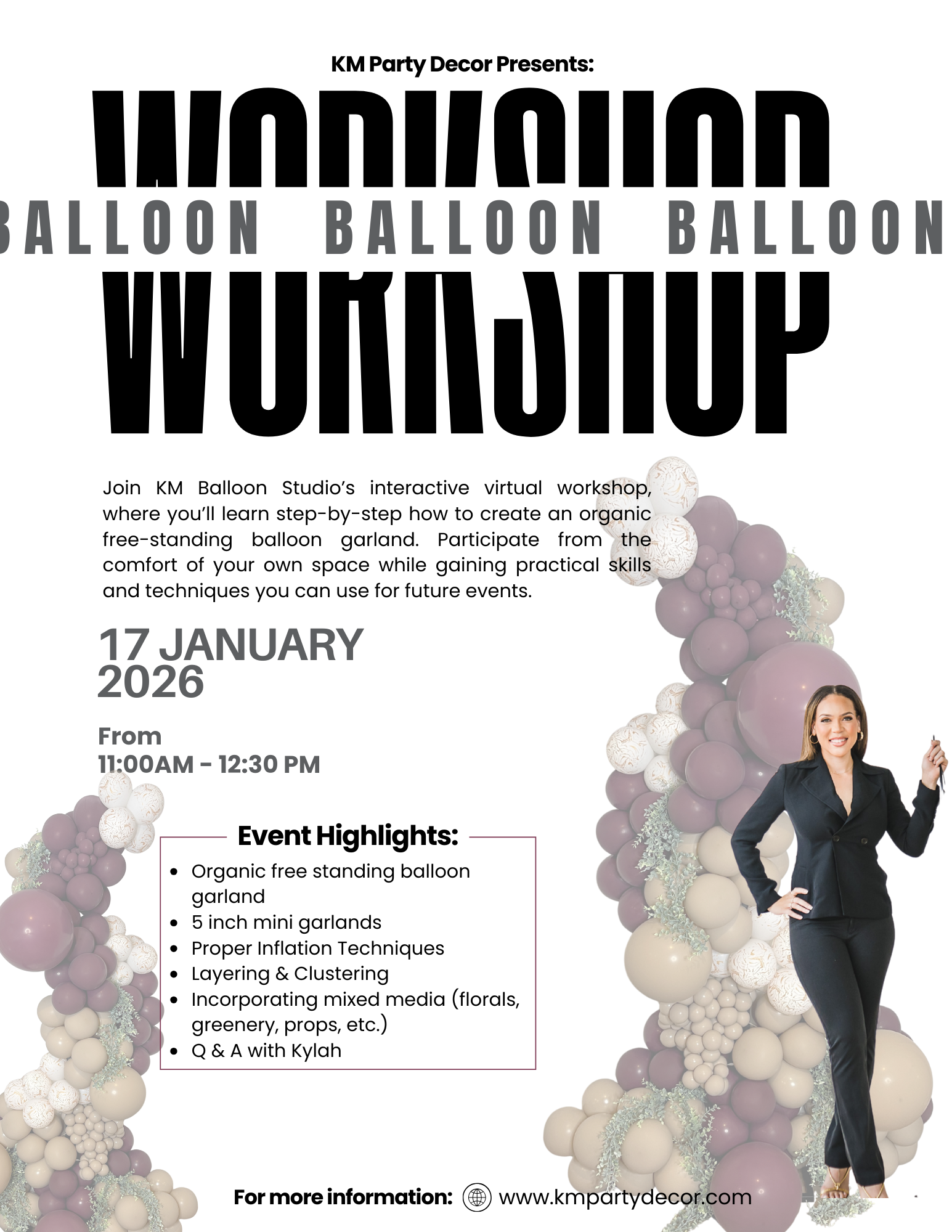 Organic free standing balloon garland via zoom 11AM CST