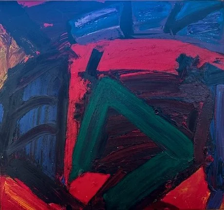 Ojārs Šteiners. Arcrylic. 30” wide x 28” tall. 1989. Chicago. Donated to ALMA in 2025. Donor: Silvija Šteiners. Sister. Shipped by Dace Ķezbers. Current location: Muiznieks Liepins residence Boxford, MA.