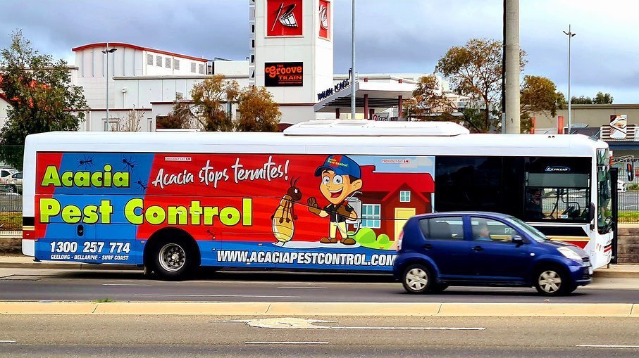 Super side bus advertisements are a fantastic way to create brand awareness with maximum exposure to showcase your business. @acaciapestcontrol @bayfmgeelong