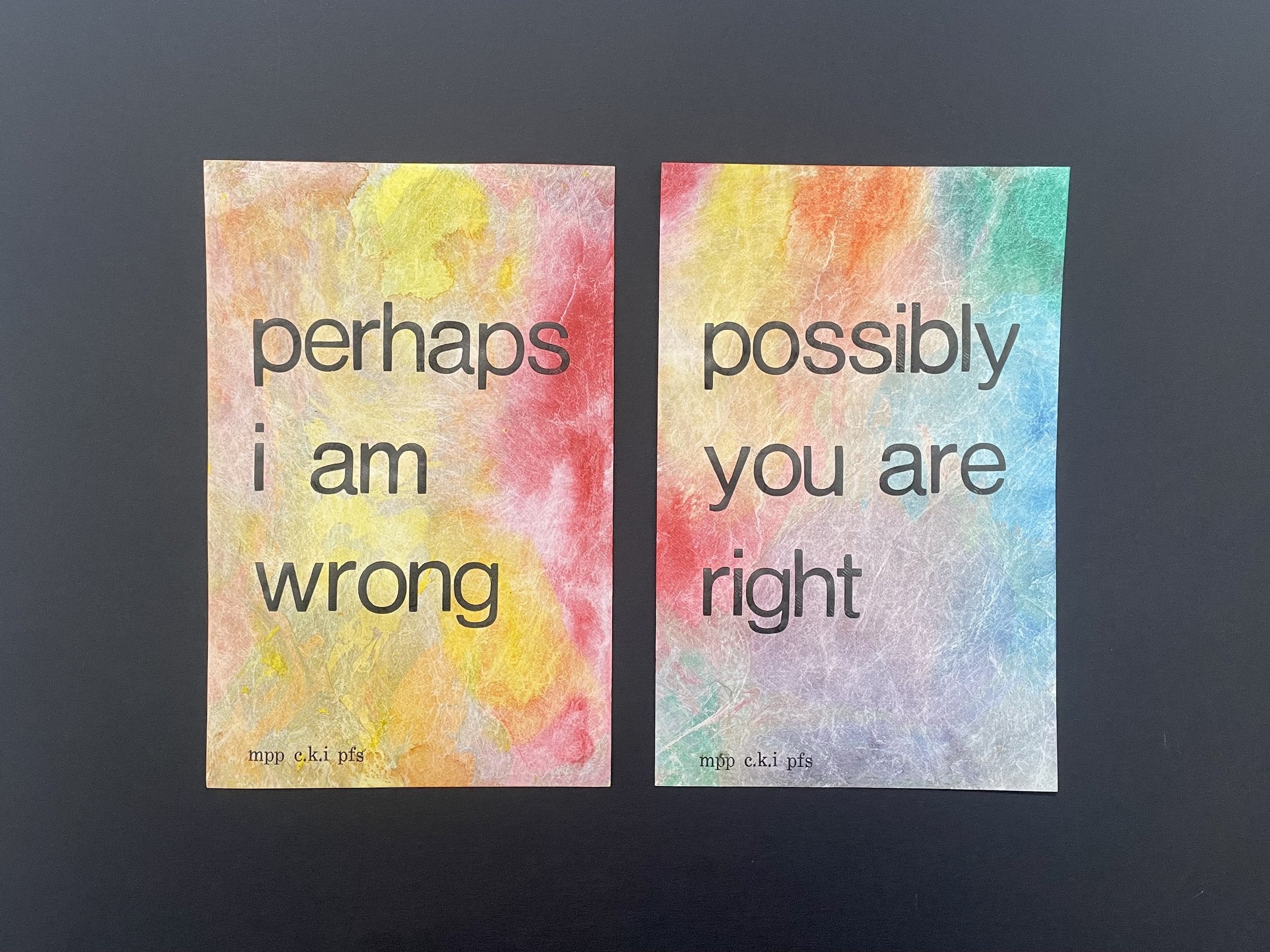 Possibly Perhaps (mini diptych letterpress print - set S)
