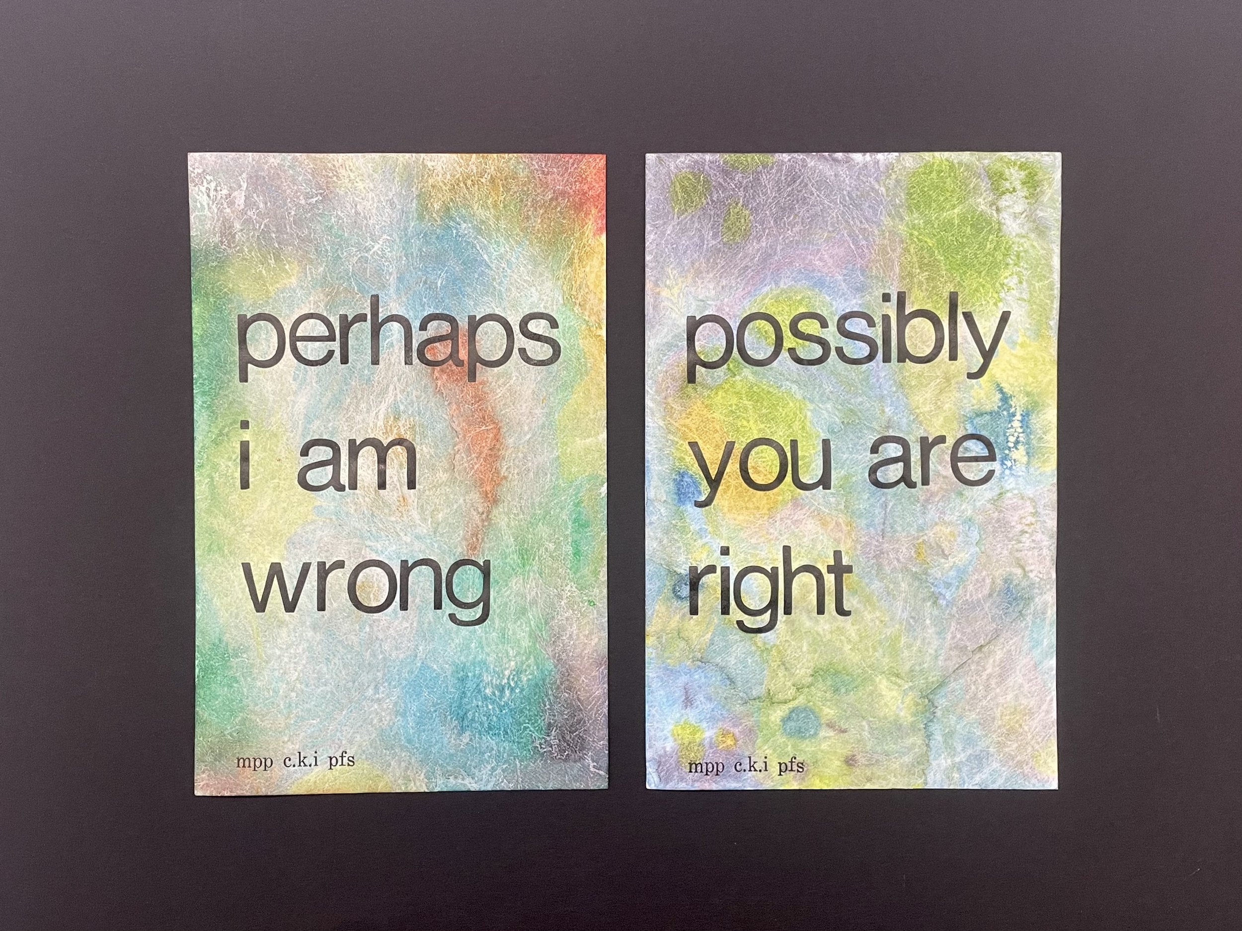 Possibly Perhaps (mini diptych letterpress print - set Y)
