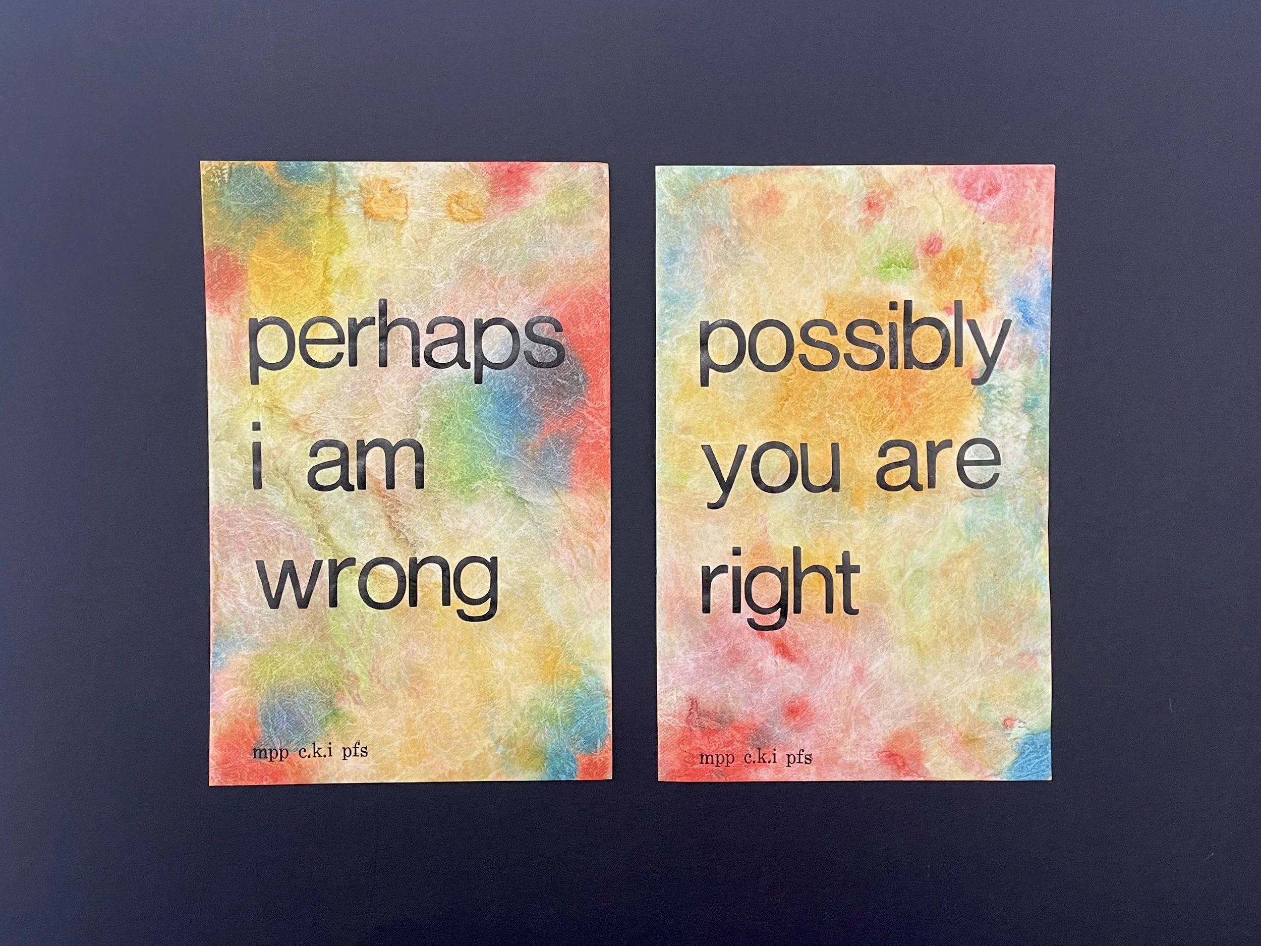 Possibly Perhaps (mini diptych letterpress print - set O)
