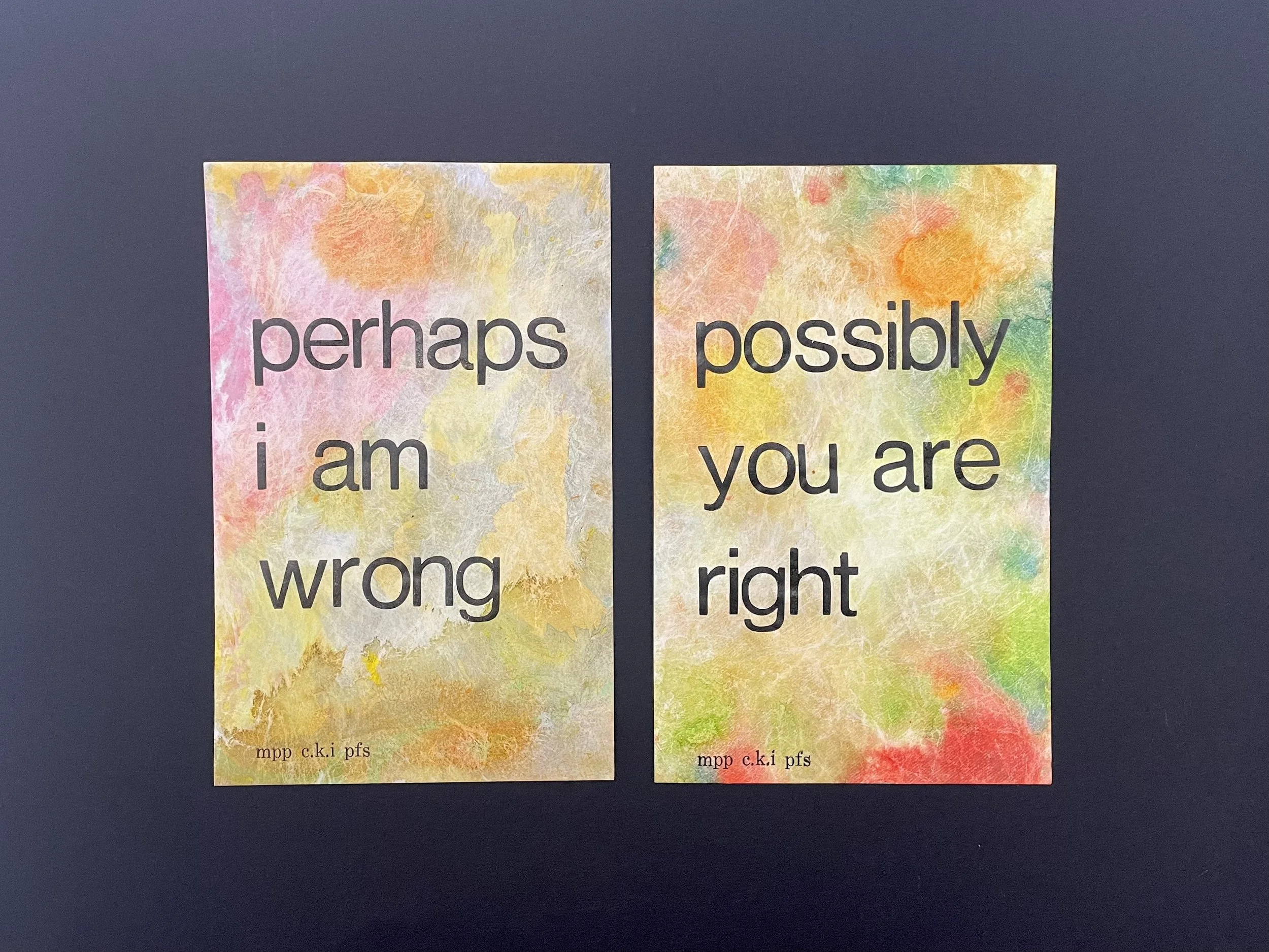 Possibly Perhaps (mini diptych letterpress print - set H)