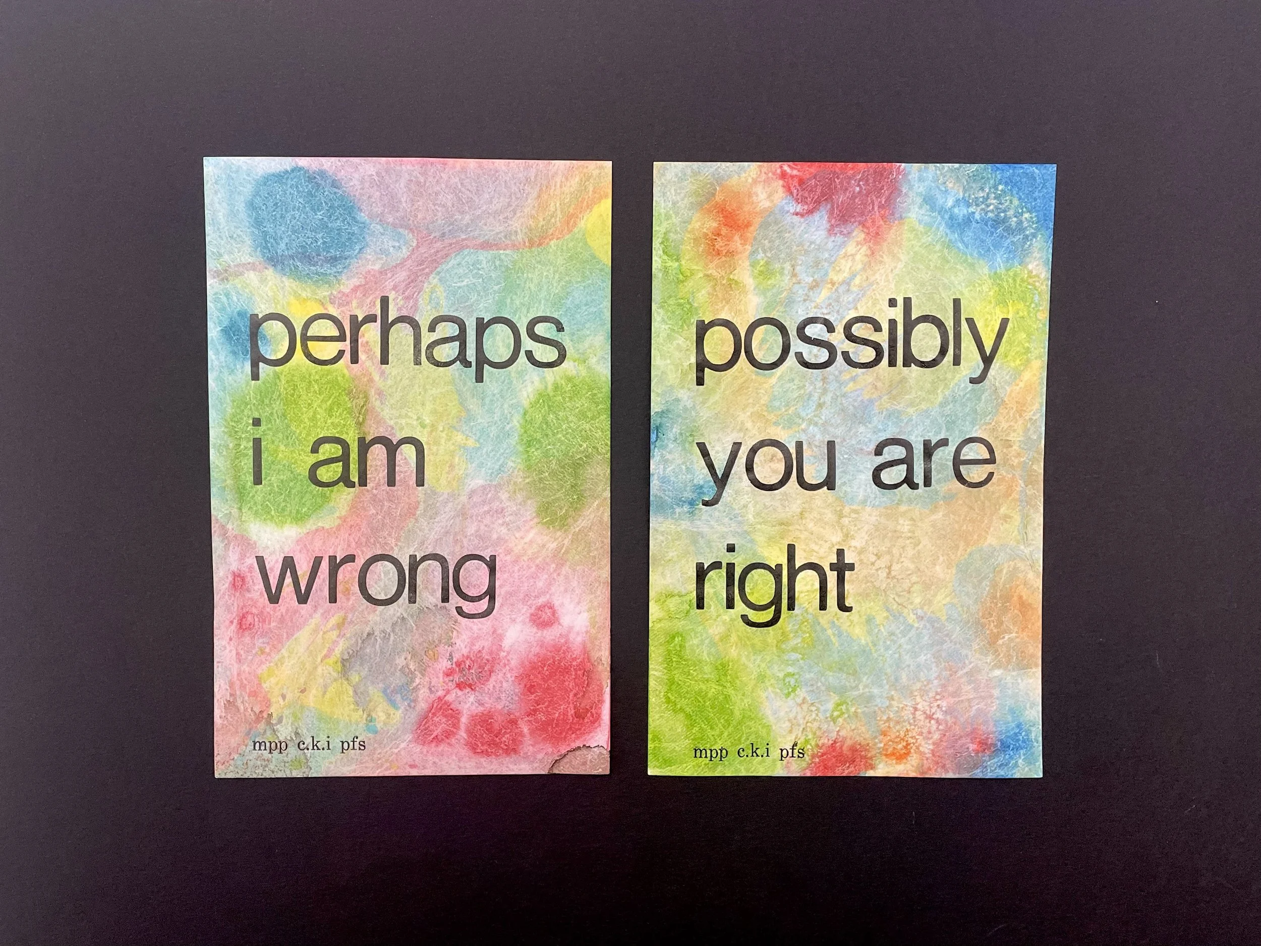 Possibly Perhaps (mini diptych letterpress print - set E)