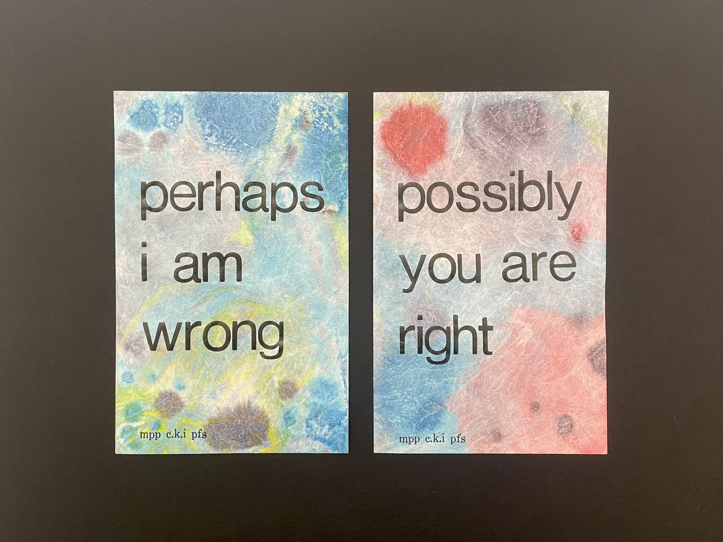 Possibly Perhaps (mini diptych letterpress print - set W)