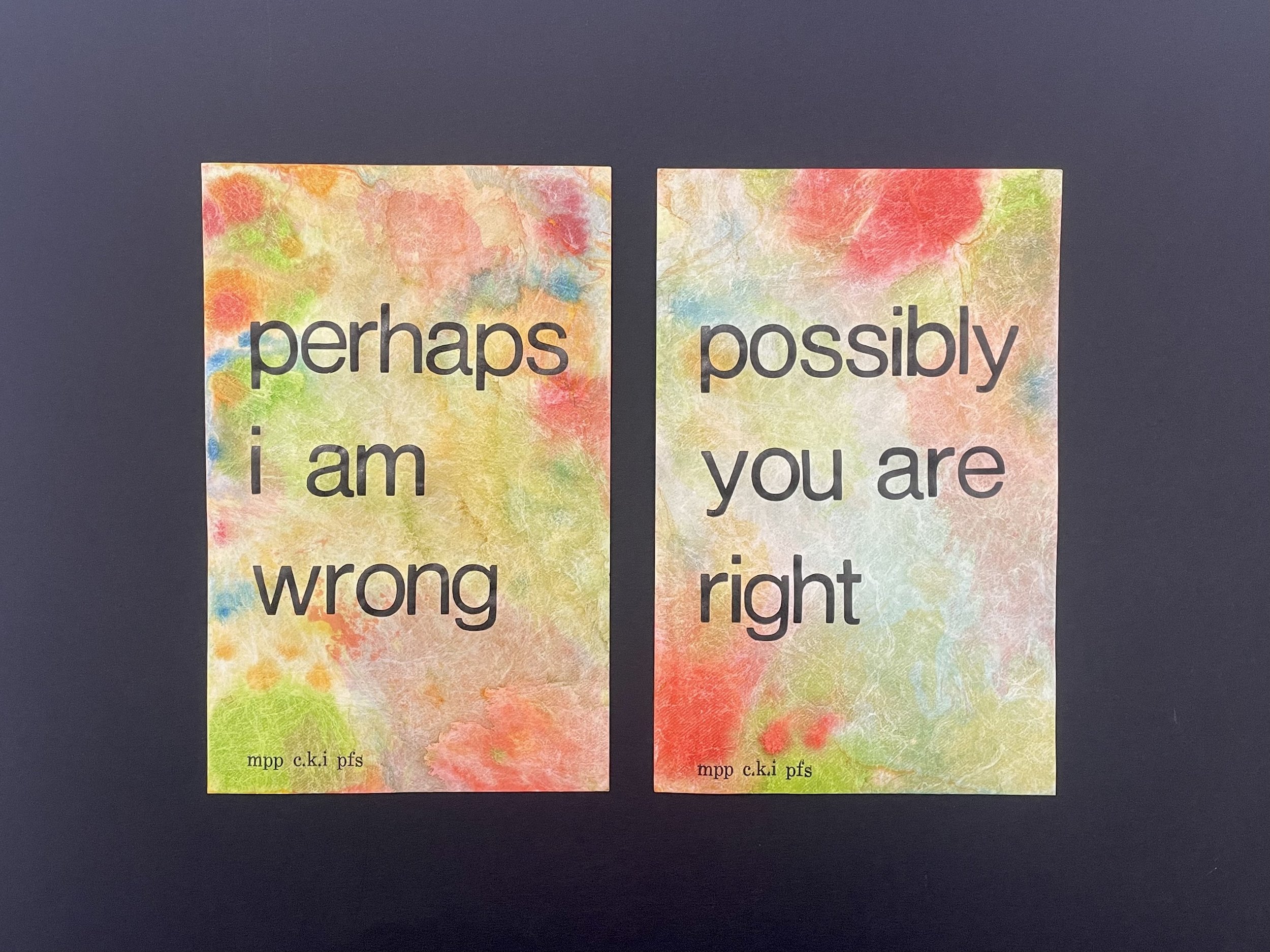 Possibly Perhaps (mini diptych letterpress print - set Z)