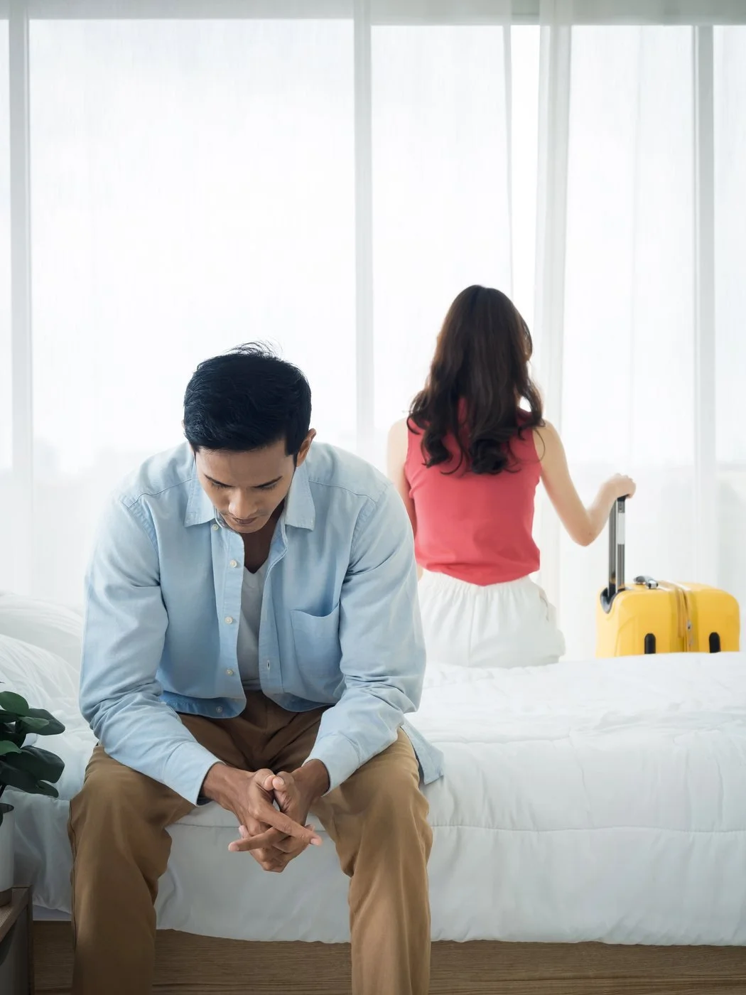 unhappy couple deciding to divorce