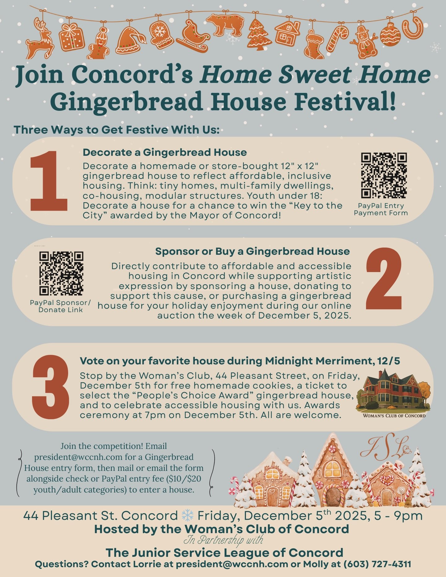 ✨ Join us for the Home Sweet Home Gingerbread House Festival! ✨

The Junior Service League of Concord is excited to participate, volunteer, and support the Woman&rsquo;s Club of Concord in this festive fundraiser promoting affordable and accessible h