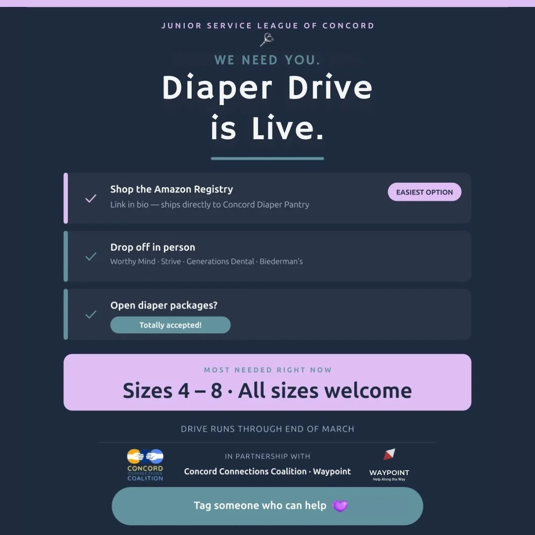 Many families in our community are struggling to afford diapers right now.

A monthly supply can cost $75&ndash;$100 per child, and 1 in 3 families in the U.S. report diaper need. 

That&rsquo;s why we&rsquo;re partnering with Waypoint and Concord Co