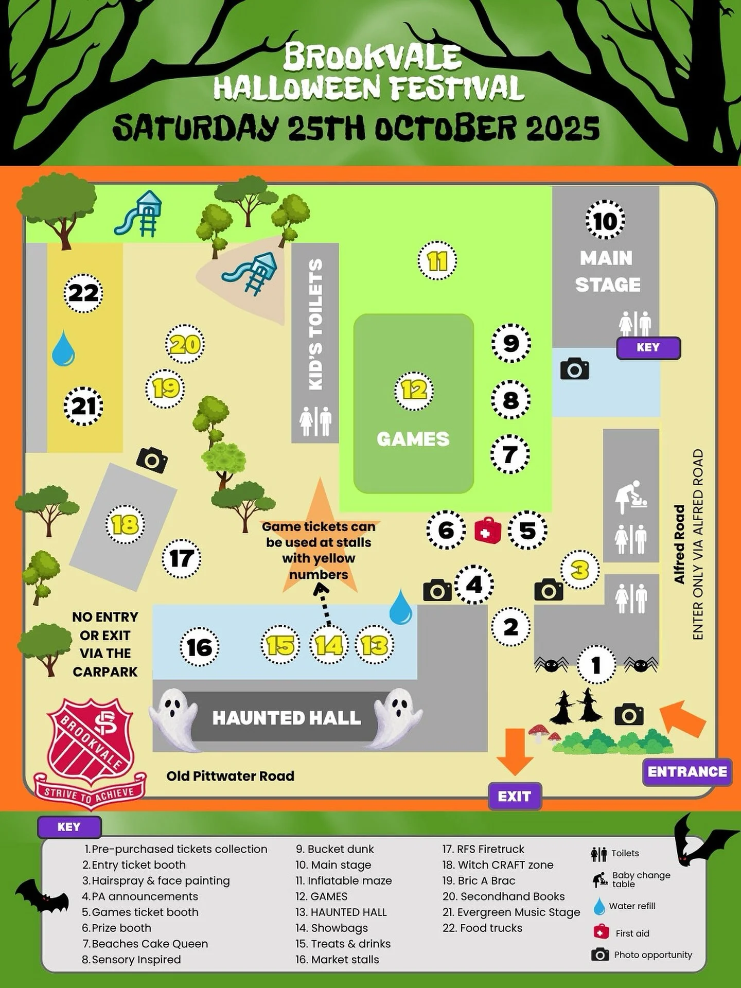 🗺️ Here&rsquo;s your map to spooky fun at the Brookvale Halloween Festival. Mark the zones, plan your day, and get ready for an unforgettable adventure!

🎟️ Tickets still on sale online until 12 pm Friday 

#BrookvaleHalloween #FestivalMap #Hallowe
