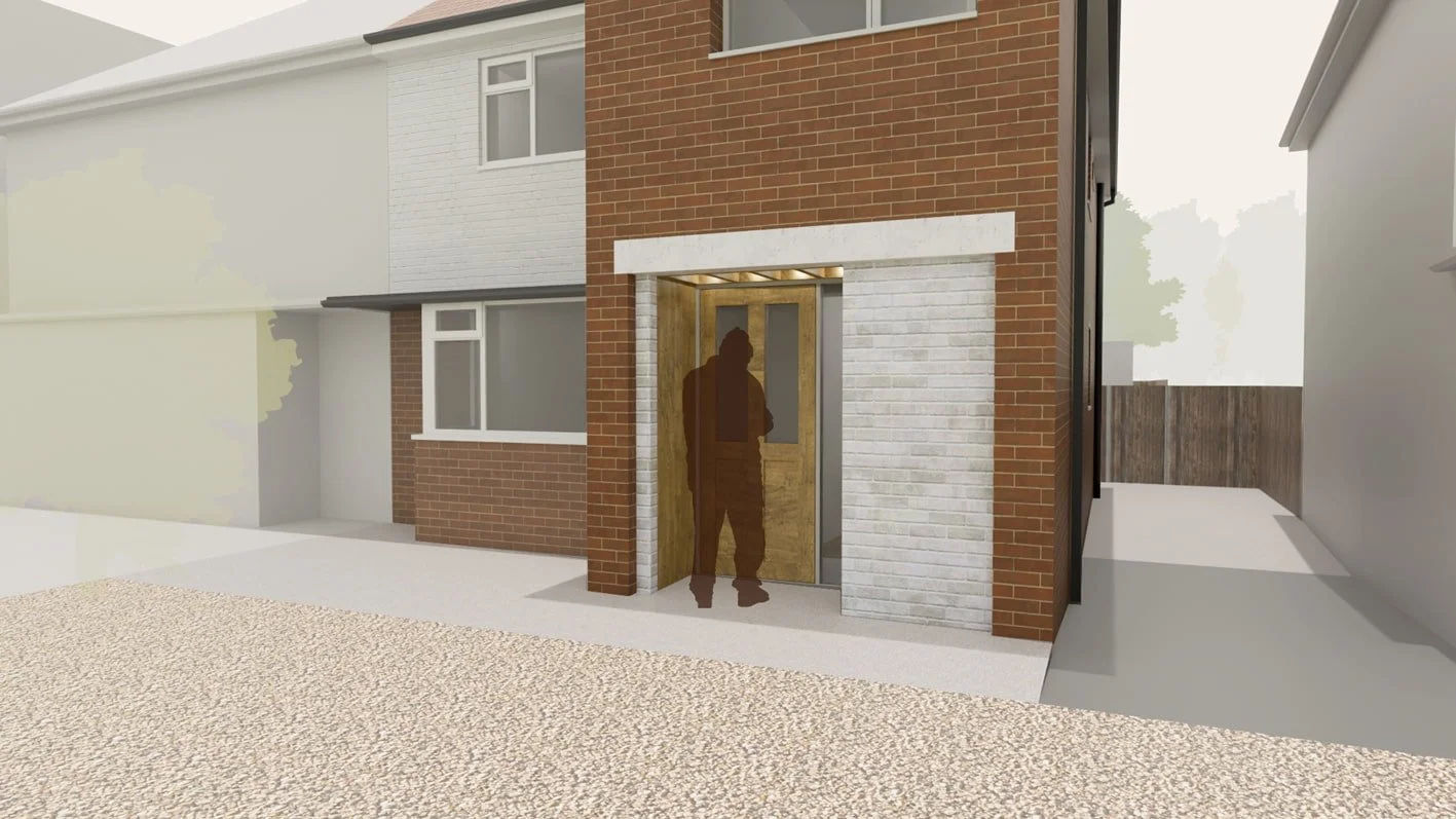 Visualisation of a new two-storey front home extension in Sussex - Feron Architects