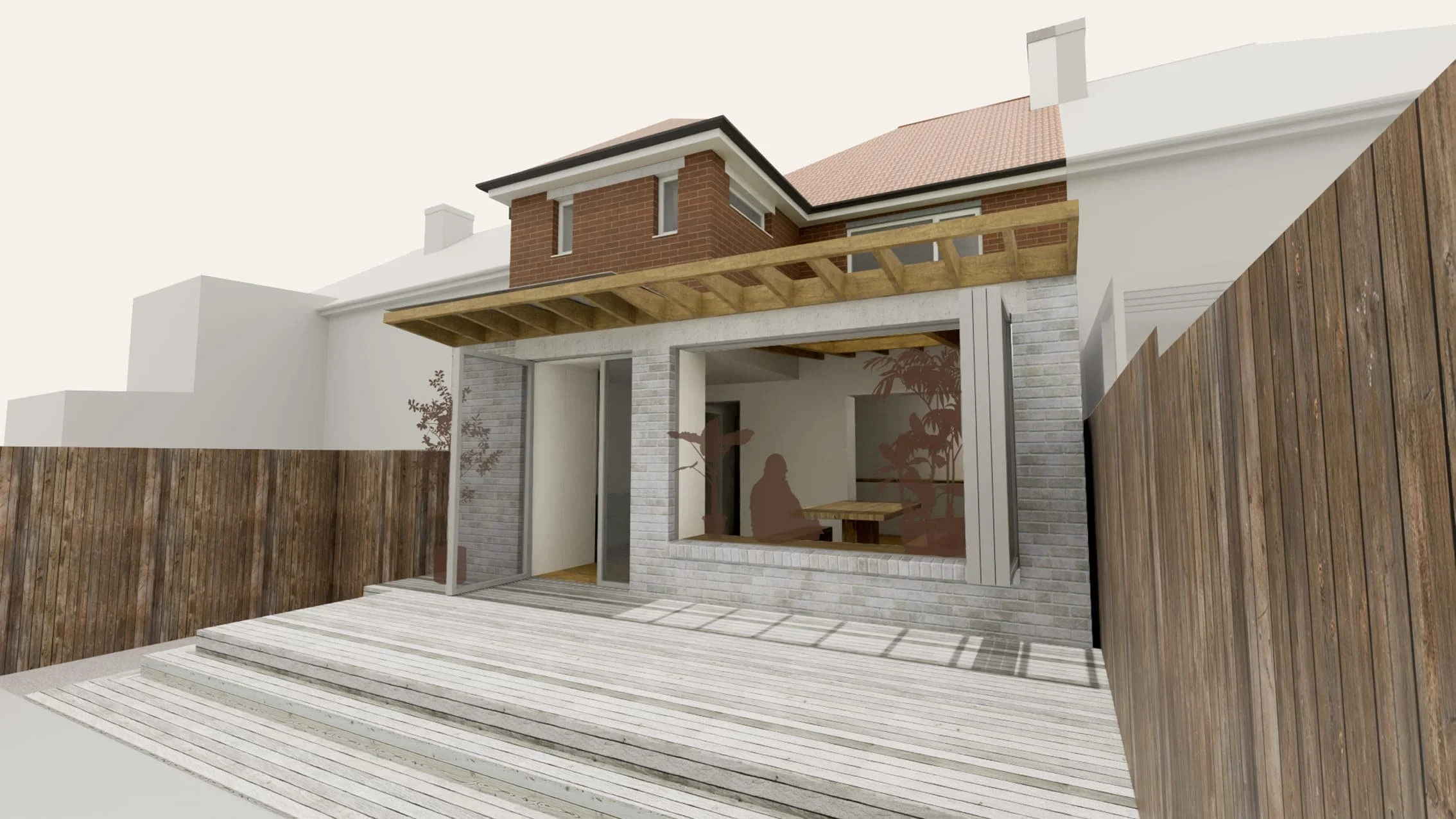 Visualisation of a new two-storey home extension in Sussex - Feron Architects