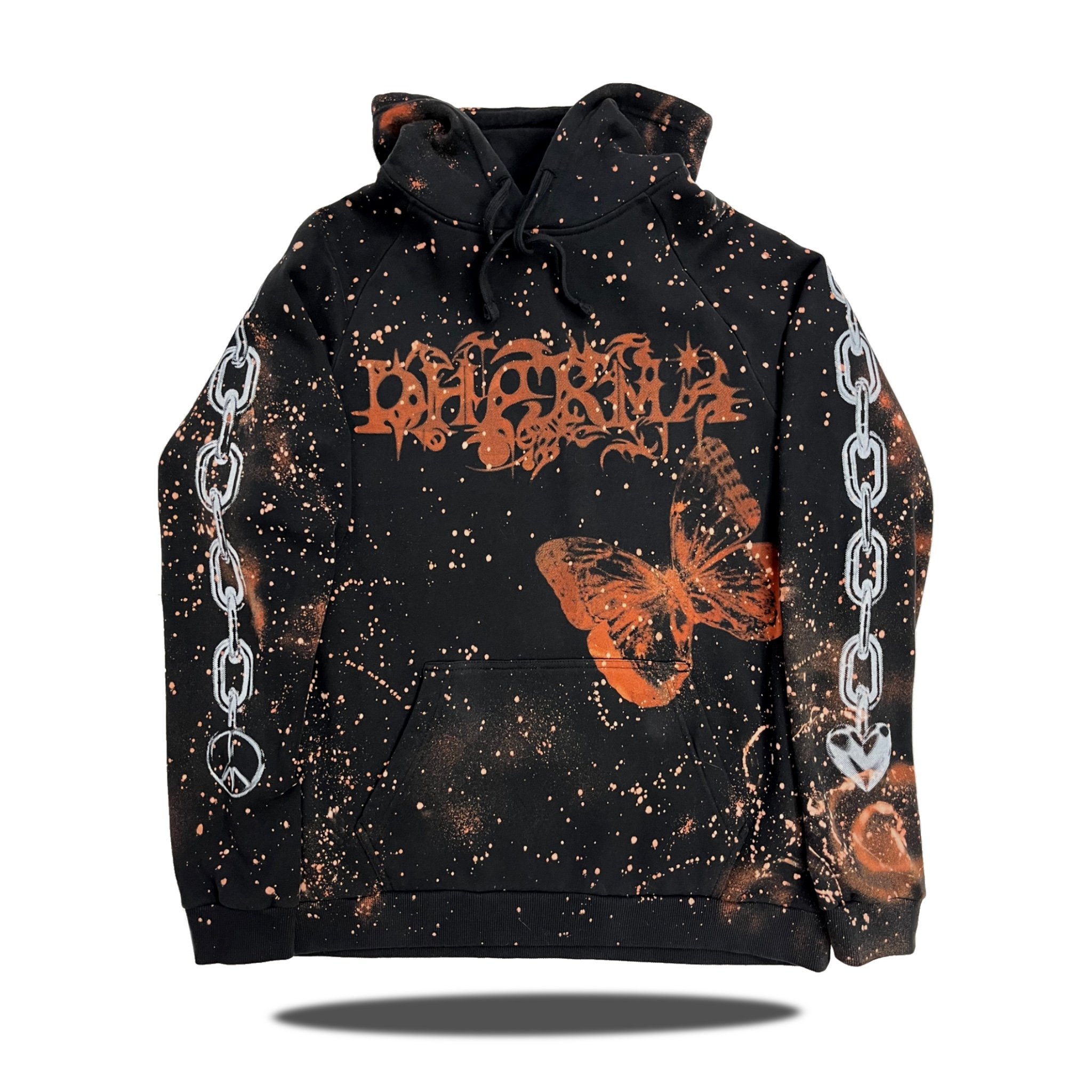 BUTTERFLY CONTACT II - Hoodie (Bleach-Dye / Ink)